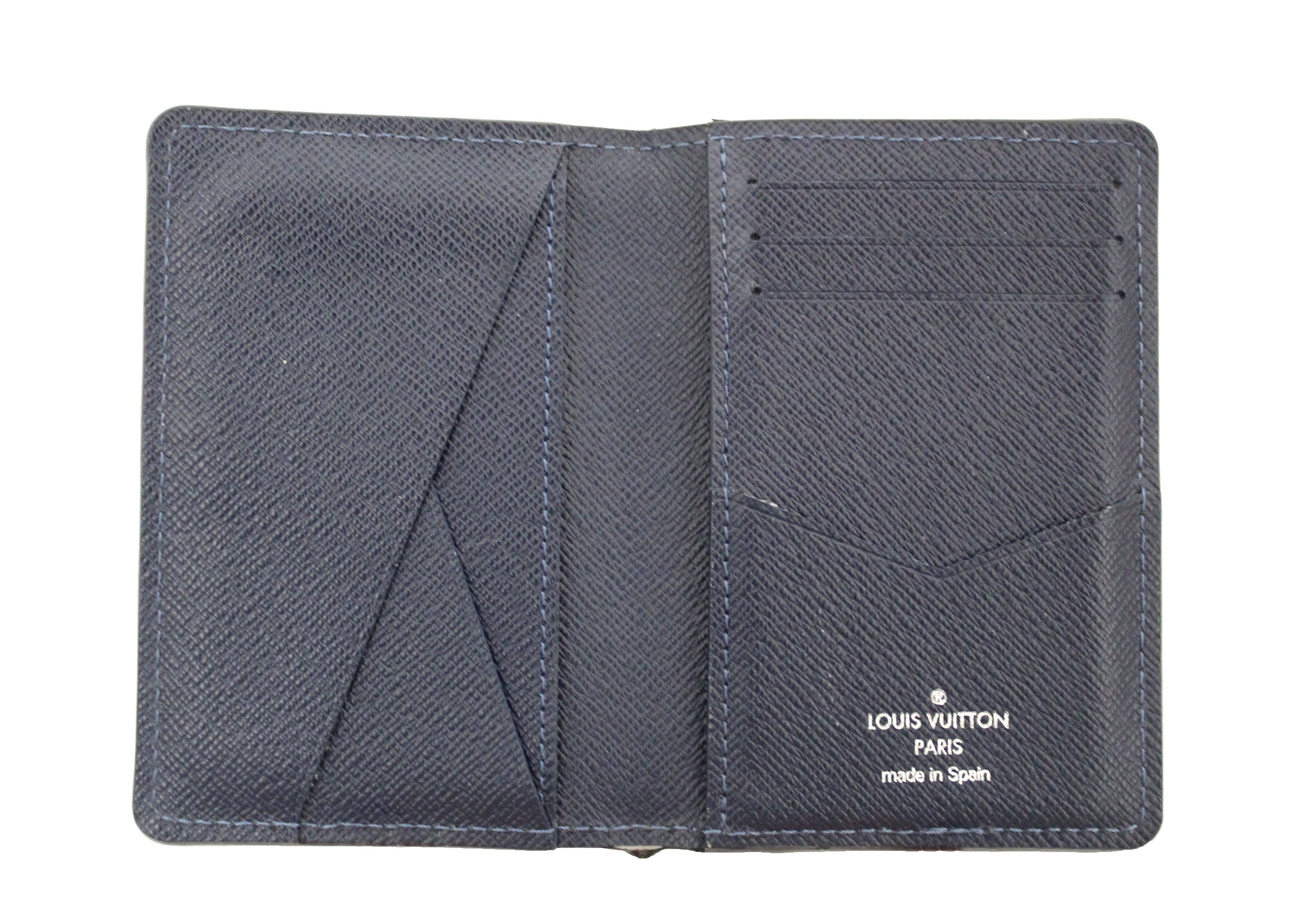 Authentic Louis Vuitton Epi Leather Pocket Organizer - Black & Navy Card Holder Wallet for Men | Slim RFID Blocking Business Card Case for Everyday Use & Travel