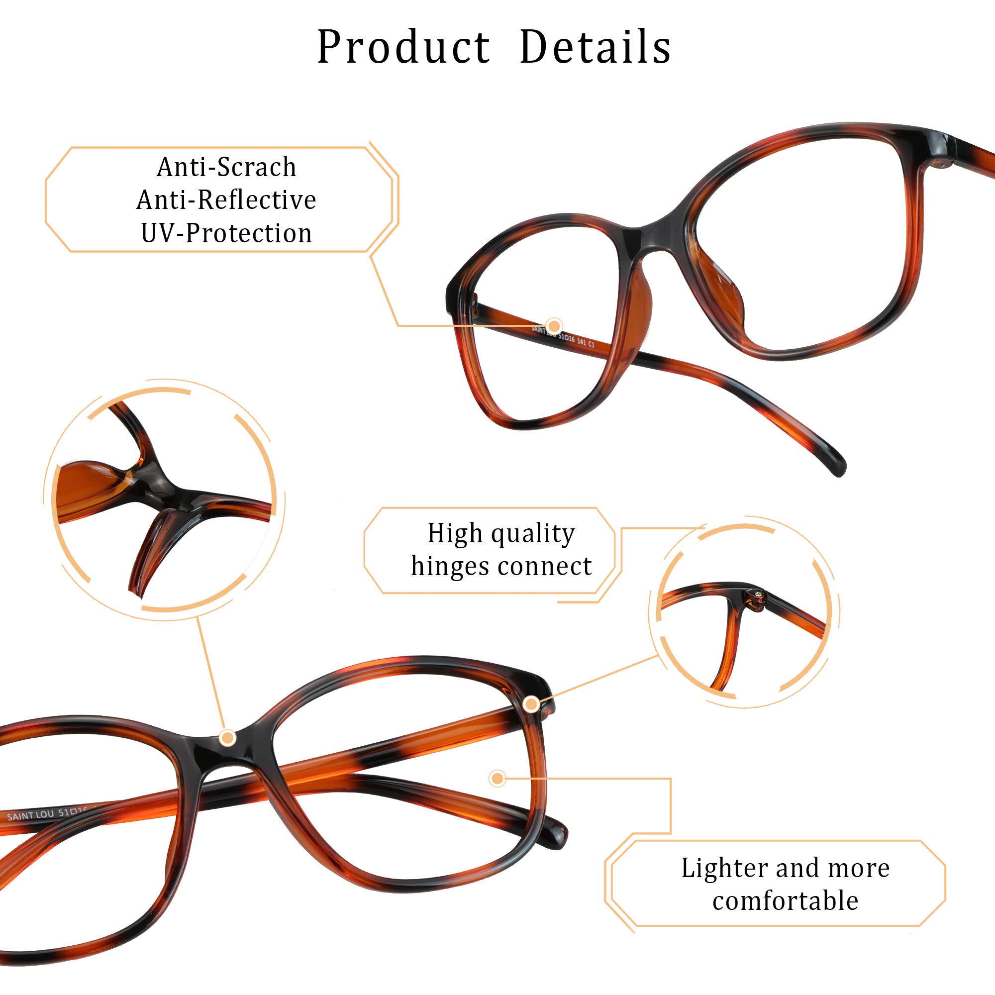 LifeArt Blue Light Blocking Glasses - Anti Eyestrain Computer & Gaming Glasses for Women & Men - Anti Glare Reading Glasses with 3.75 Magnification (Tortoise) - Perfect for Office Work, Screen Time & Night Driving