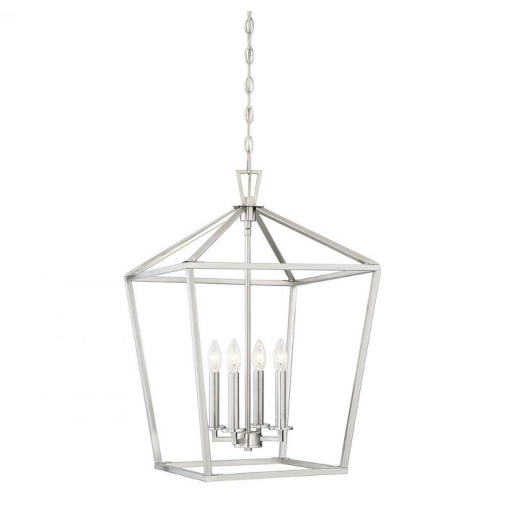 Luther 4-Light Chandelier for Foyer Entryway - Modern Crystal Ceiling Light Fixture for Hallway, Staircase & Dining Room - Elegant Home Decor Lighting