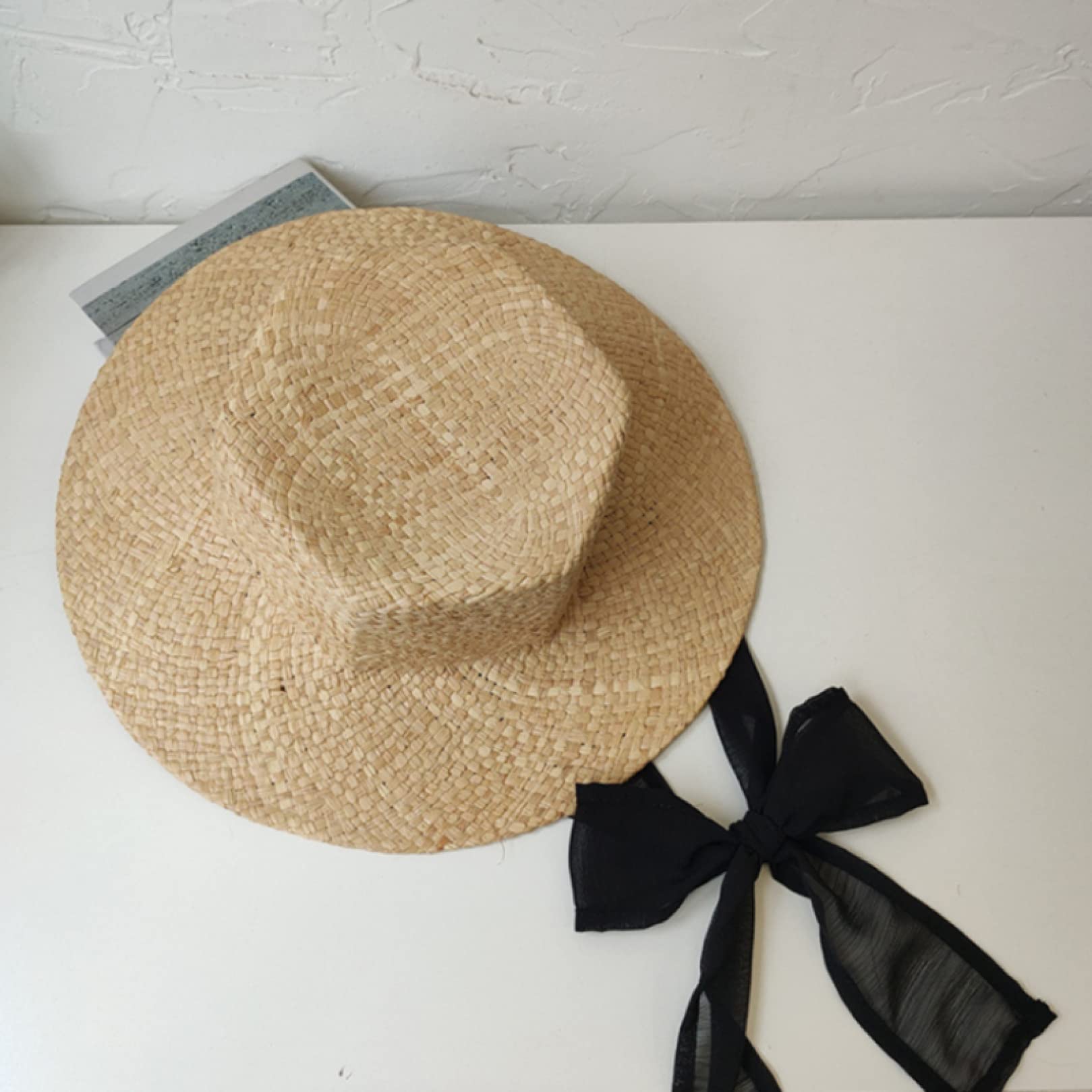 Handmade Women's Straw Sun Hat - Wide Brim Natural Raffia Beach Hat for Summer Vacation, Outdoor Travel & Garden Party