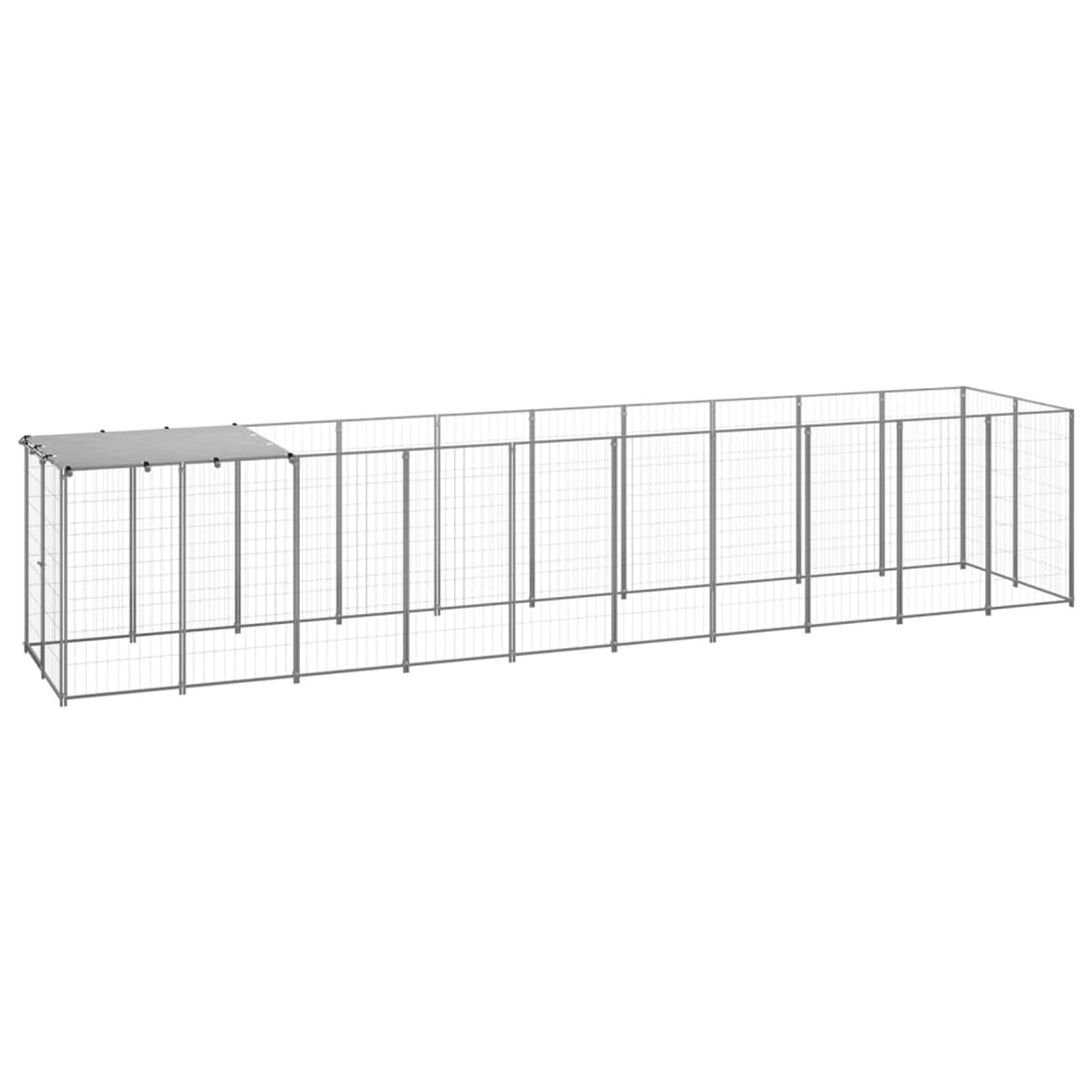 Festnight 65.1 ft² Outdoor Dog Kennel - Heavy Duty Steel Dog Crate with Secure Lock, Weatherproof Pet Fence for Large Dogs - Perfect for Backyard, Camping & Travel Use