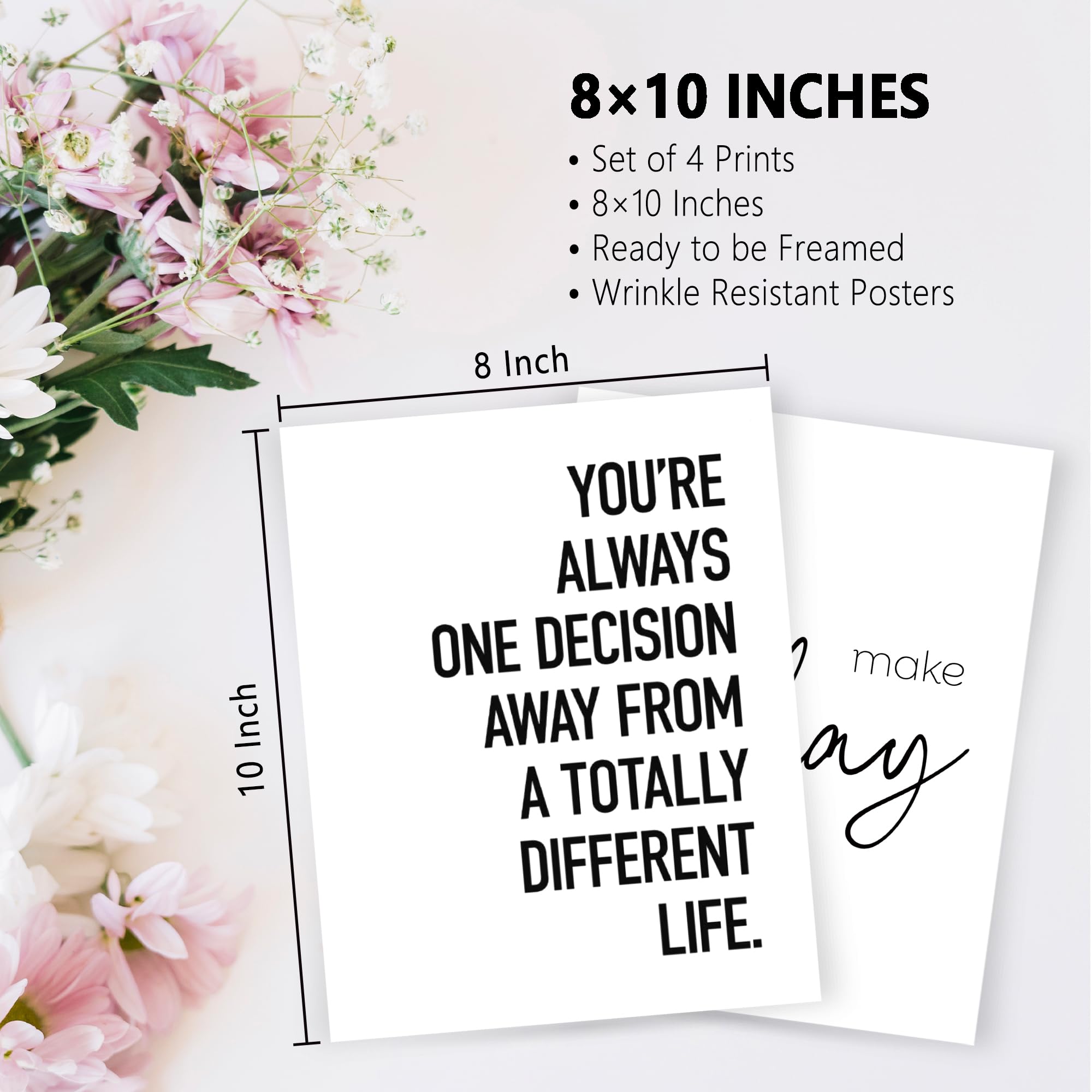 Inspirational Wall Decor with Motivational Quotes - 8x10 Unframed Positive Affirmation Art Prints for Home, Bedroom, Living Room & Office | Perfect for Daily Encouragement & Modern Interior Design