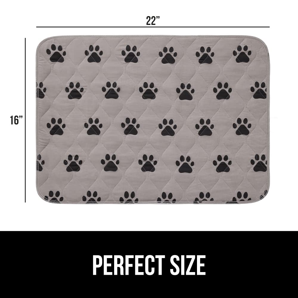 GORILLA GRIP Washable Puppy Pads - Slip Resistant Dog Crate Mat & Waterproof Cloth Pee Pad for Puppy Training | Reusable Pet Incontinence Blanket Protects Sofa, Furniture, Carpet | 22x16 Inches, Pack of 2 | Ideal for Playpen, Crate, Housebreaking & Travel Use