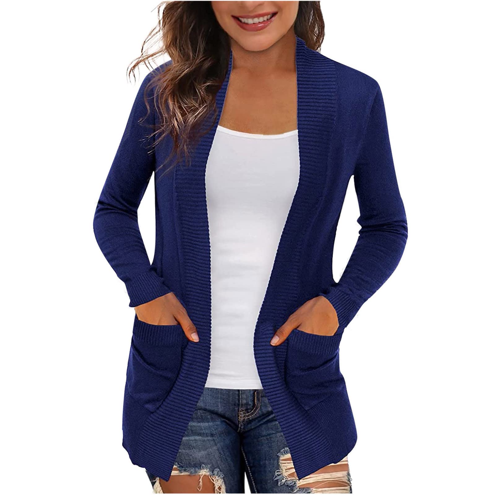 Women's Cable Knit Cardigan Sweater - Soft Waffle Knit Open Front Coat, Ladies Long Kimono Tunic Top with Shawl Collar | Perfect for Fall Layering, Office Wear & Casual Outfits