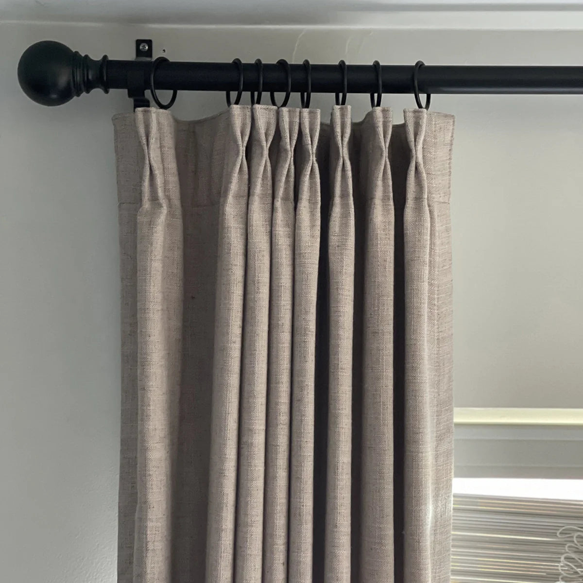 Pinch Pleated Blackout Curtains - 100% Linen Custom Drapes in Grey & Beige | Modern Thermal Insulated Window Treatments for Living Room & Bedroom