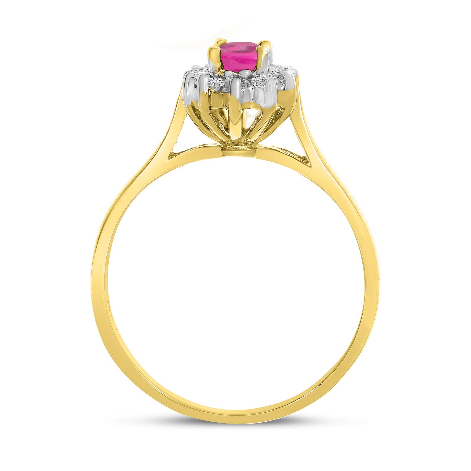 10K Yellow Gold Oval Pink Topaz & Diamond Ring for Women – Elegant Birthstone Jewelry for Engagement, Anniversary & Special Occasions