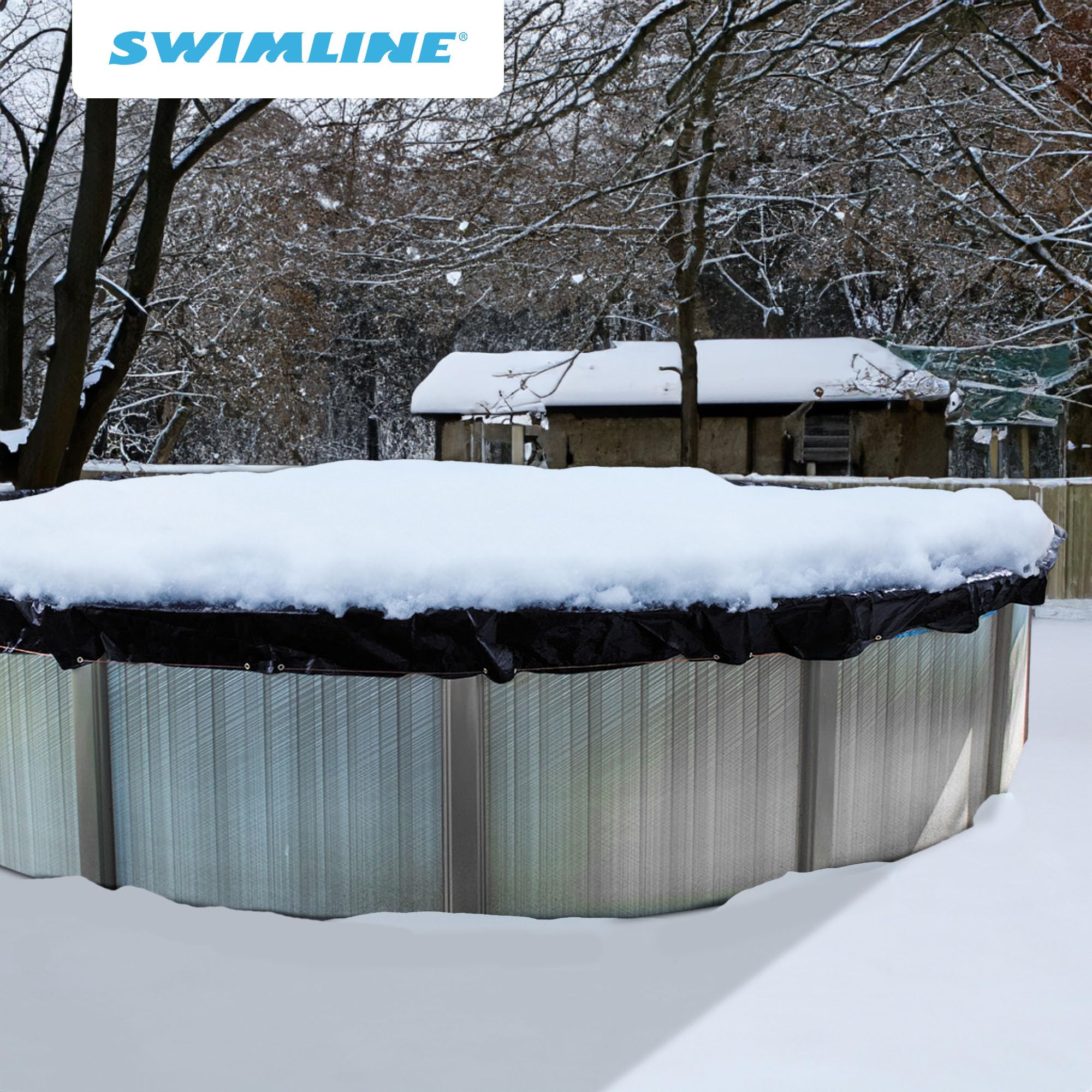 Swimline 30-Foot Round Above Ground Pool Winter Cover - Heavy Duty with 4-Foot Overlap, Reinforced Cable & Ratchet System, Durable Metallic Grommets - Perfect for Winter Protection & Seasonal Pool Maintenance