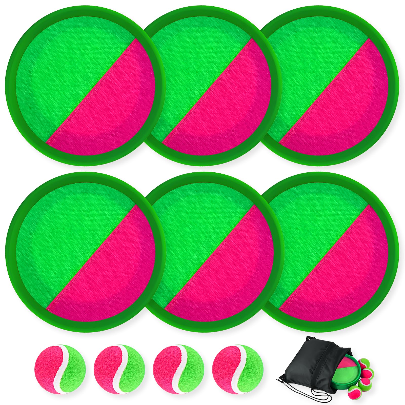 Morcheiong Toss and Catch Ball Game Set - 4/6 Paddles, 4 Balls & Storage Bag - Outdoor Beach Toys for Kids & Family Fun - Perfect for Backyard, Park, Beach and Picnic Activities
