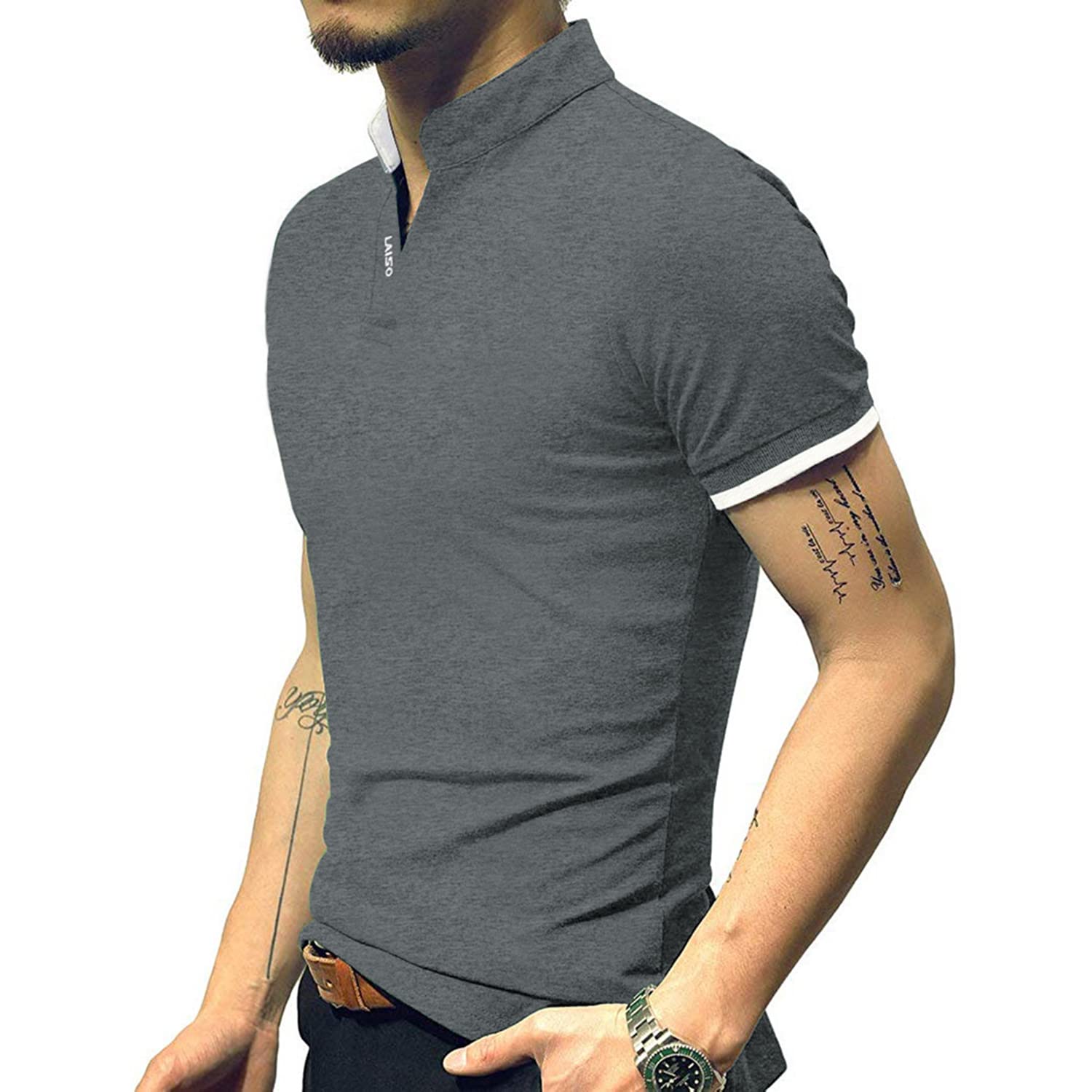 LOGEEYAR Men's Slim Fit Cotton Polo Shirts - Short & Long Sleeve Casual Henley T-Shirts for Men | Breathable Summer Work & Weekend Wear