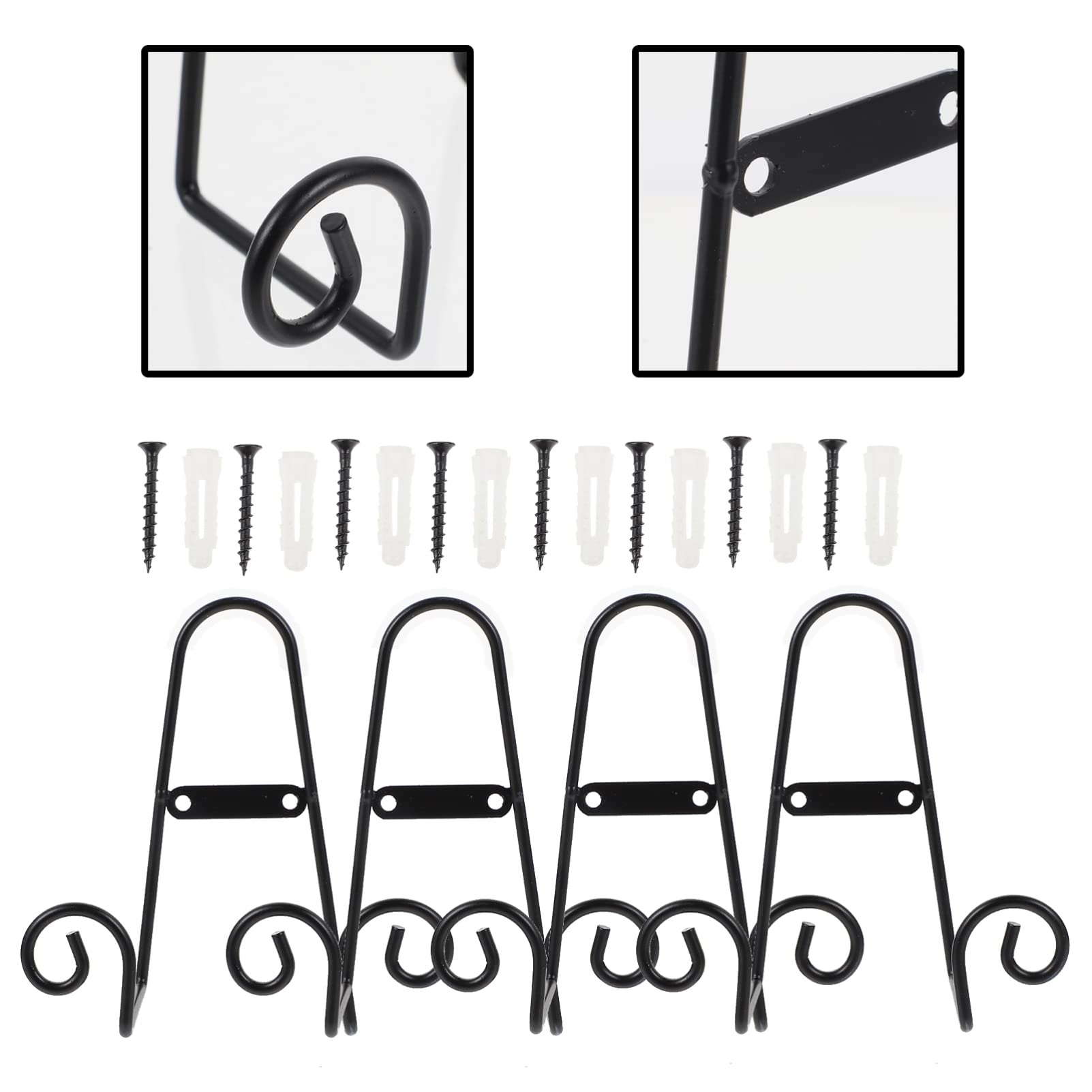 4-Piece Iron Plate Display Stand Set - Heavy Duty Dish Rack Holder for Kitchen Countertop, Dining Table Decor - Perfect for Organizing Plates, Bowls & Serving Trays at Home or Restaurant