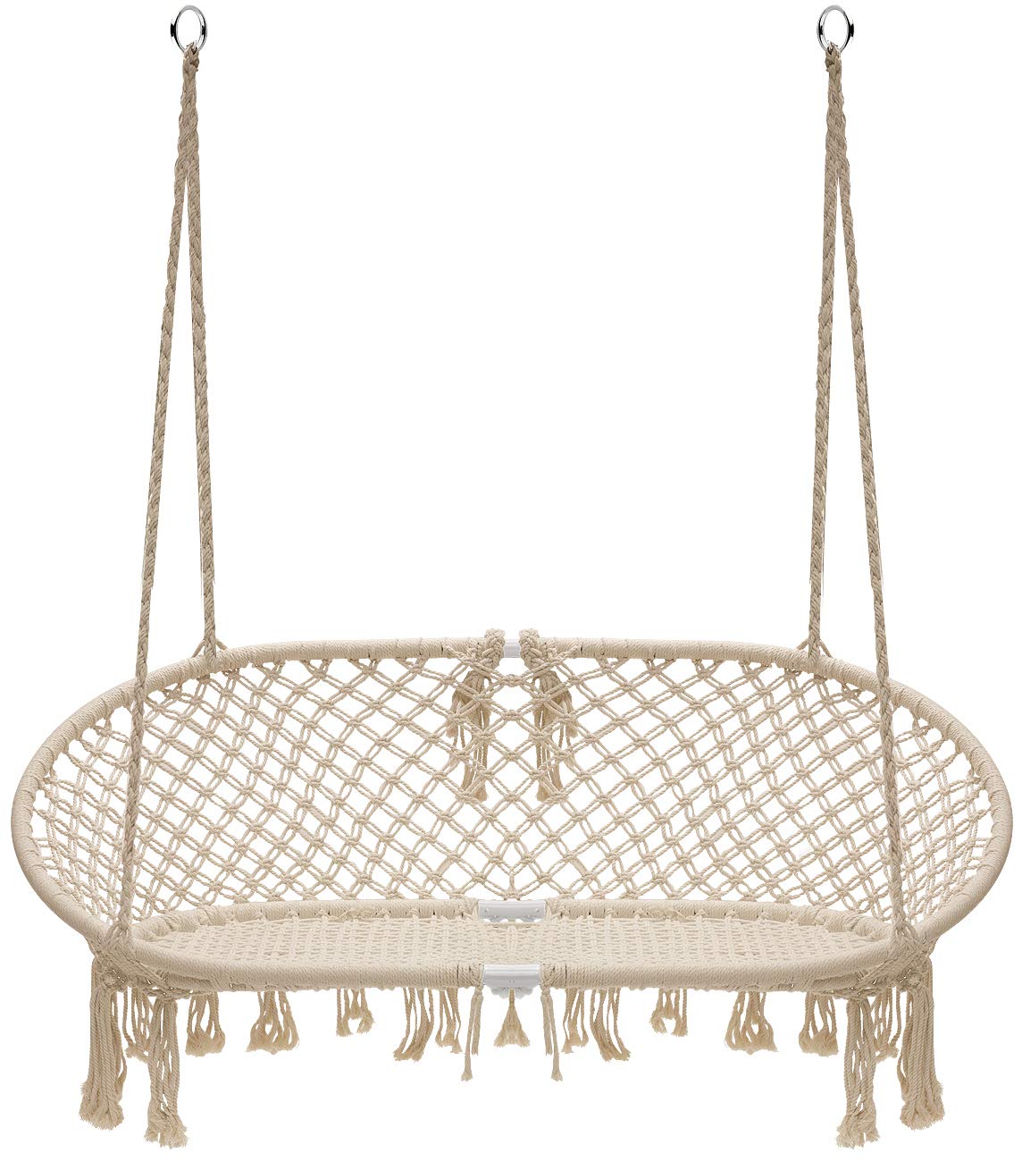 Sorbus Macrame Hanging Hammock Chair Swing - Double Swing Bench for Indoor & Outdoor Use - Perfect for Bedroom, Patio, Garden, Deck & Backyard - Cozy Boho Floating Seat for Relaxation & Reading