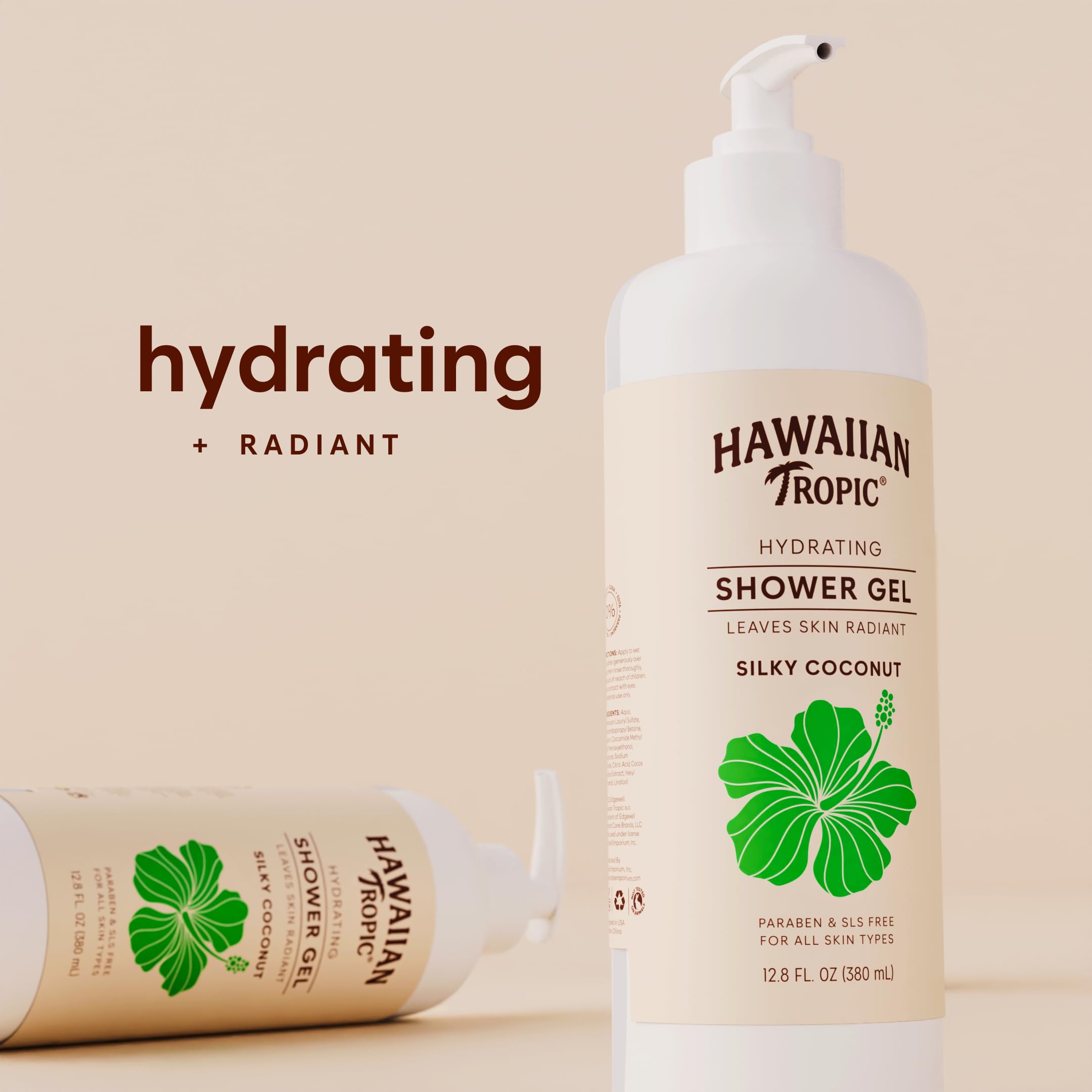Hawaiian Tropic Hydrating Shower Gel & Body Wash - 5 Pack (380ml Each) | Silky Coconut Scent | Sulfate Free & Paraben Free | Bulk Size for Hotels, Airbnb & Guest Bathrooms | Perfect for Travel, Vacation & Spa Days