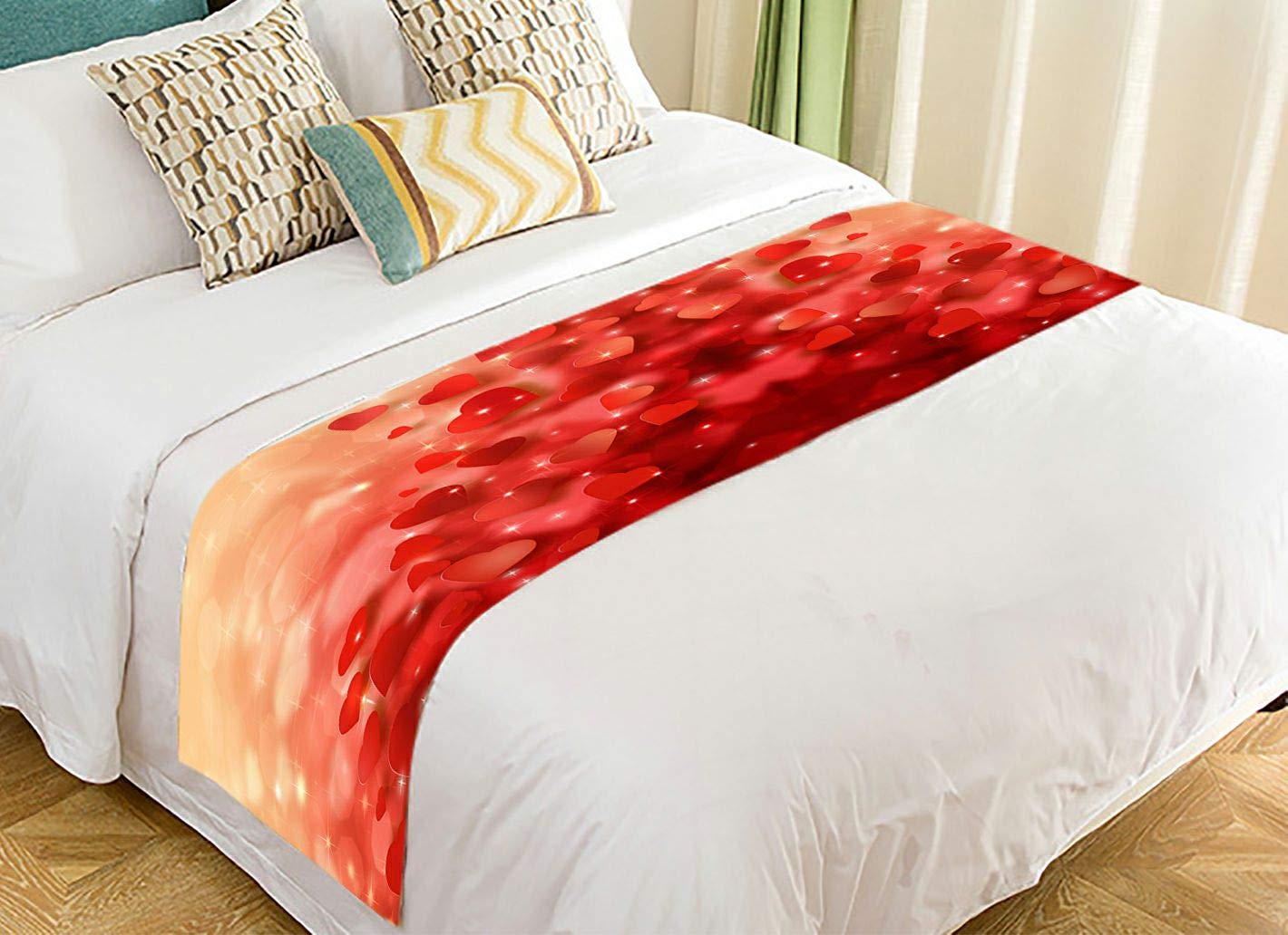 ABPHQTO Abstract Valentine's Day Bed Runner - 20x95 Inch Decorative Bed Scarf for Romantic Bedroom Decor | Perfect for Valentine's, Anniversary & Wedding Night Decorations