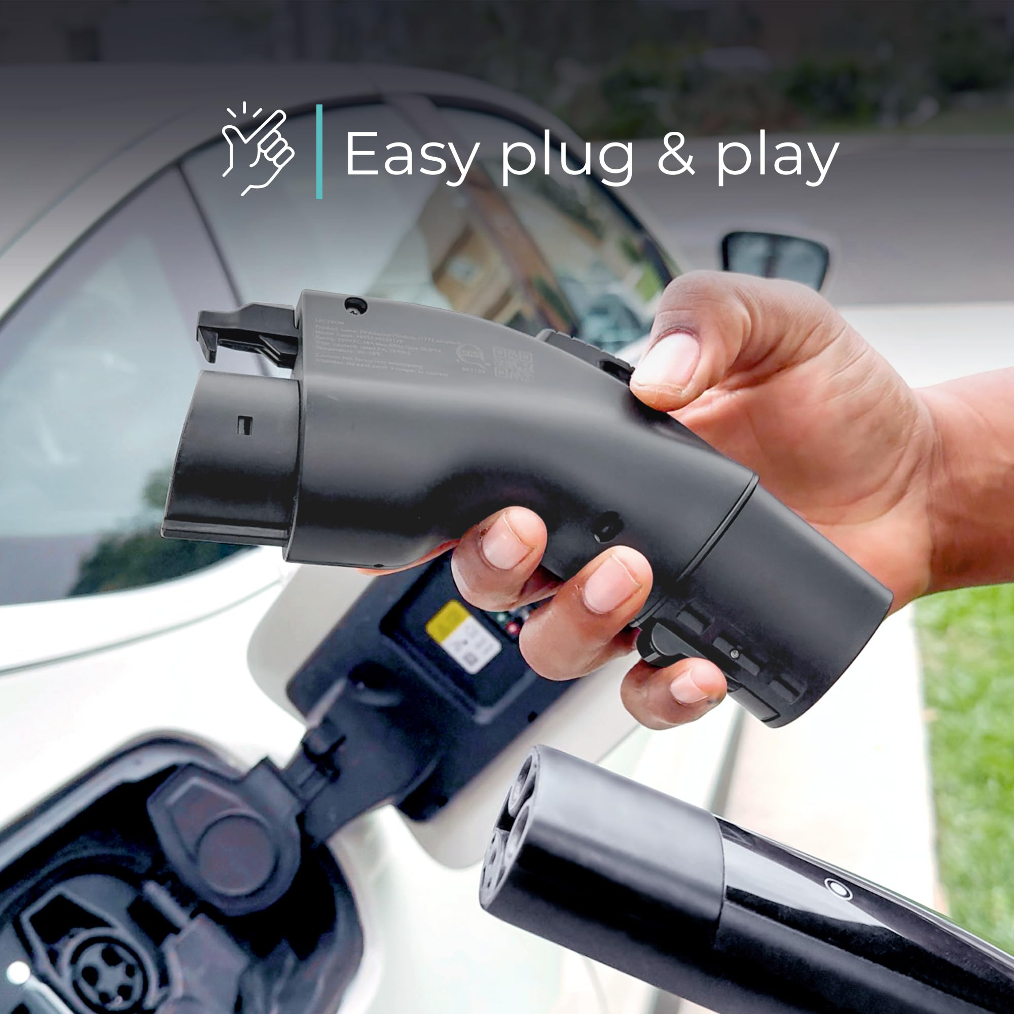 Lectron Tesla to J1772 EV Charging Adapter 48A 250V - NACS to J1772 Converter for Tesla High Power Connectors, Destination & Mobile Chargers - Compatible with All J1772 EVs (Black) | Perfect for Home, Workplace & Public Charging Stations