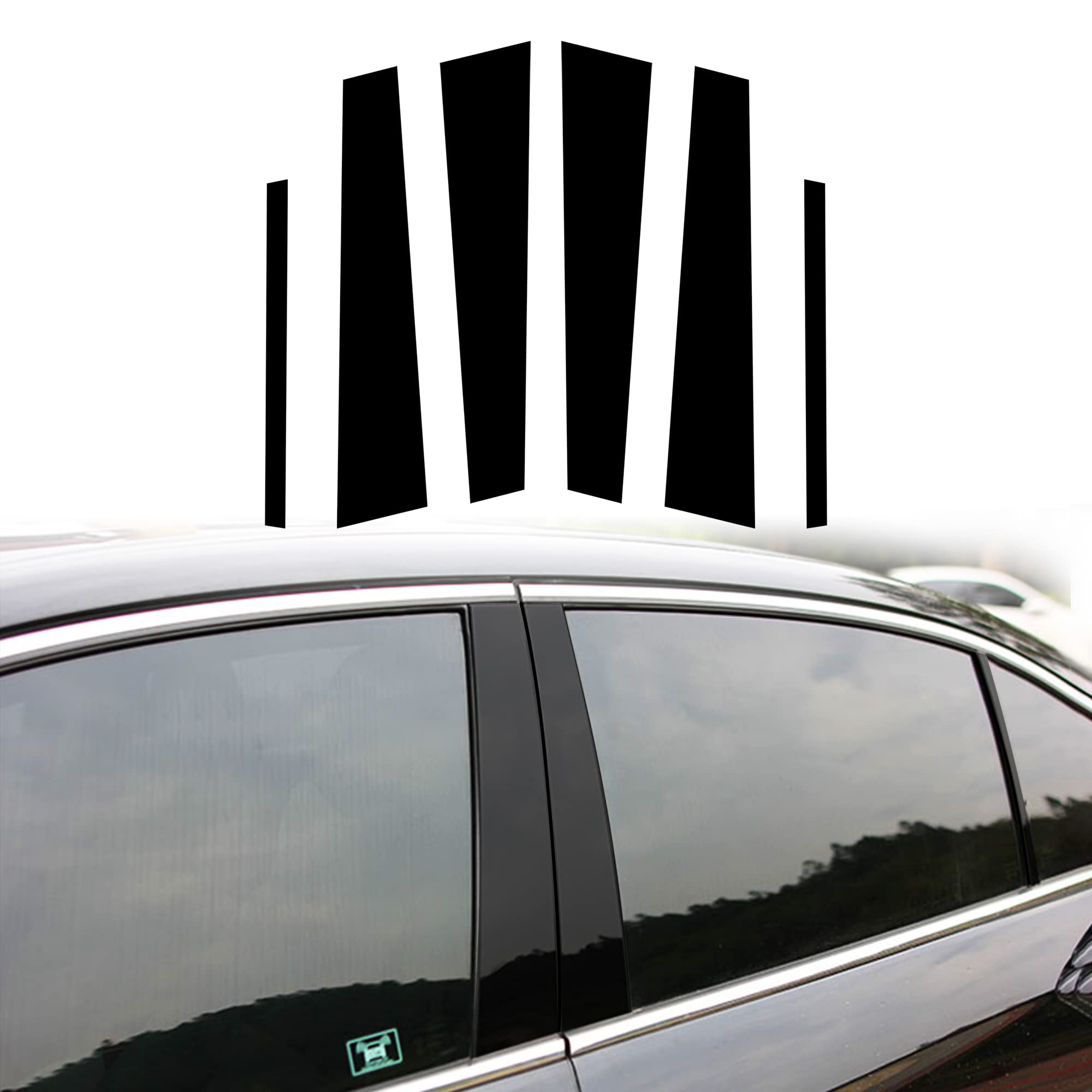 6pcs Glossy Black Vinyl Stickers for 2013-2017 Honda Accord Sedan - Car Window Pillar Post Overlay Wrap Trim - Exterior Accessories & Modification Decoration - Perfect for Car Customization & Style Upgrade