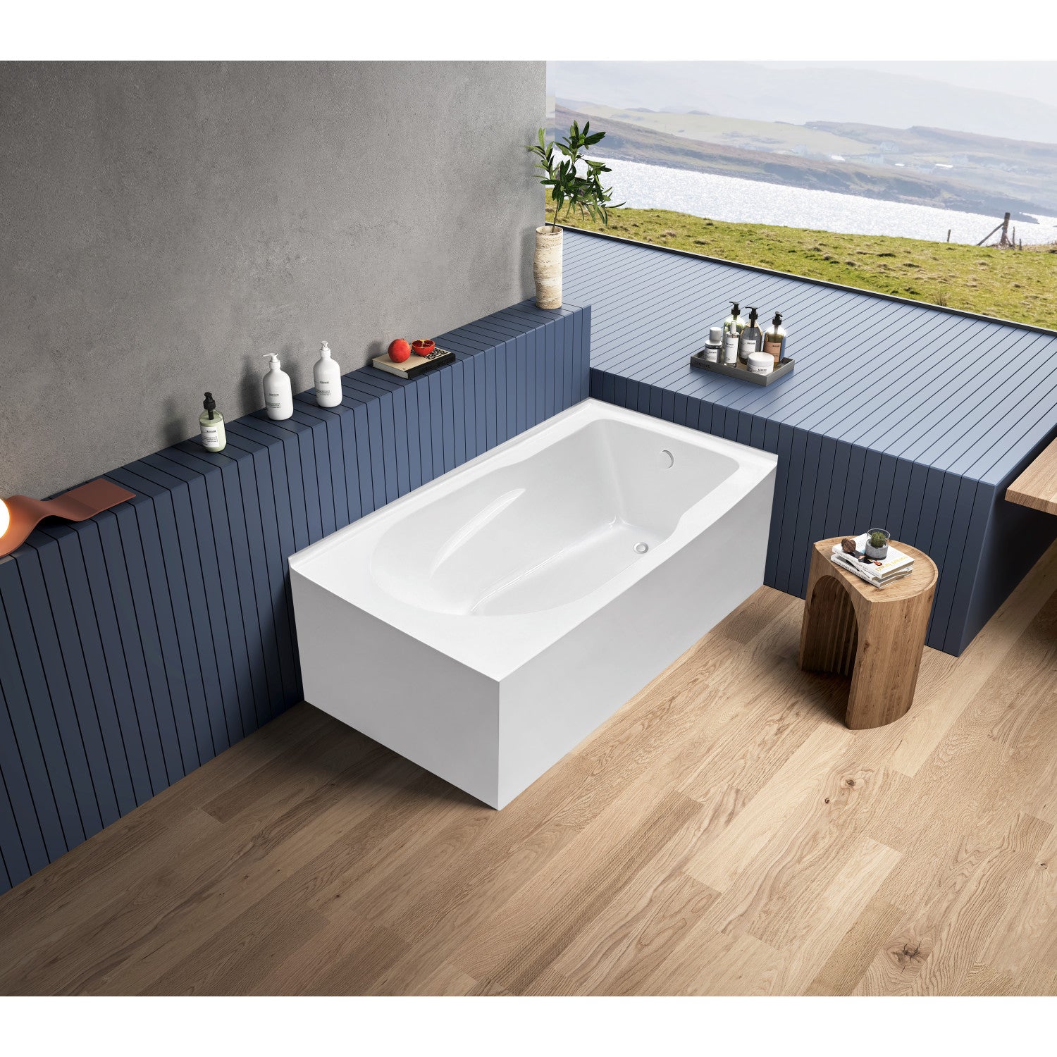 Aqua Eden VTAM6032R21TS 60-Inch Acrylic Rectangular 2-Wall Corner Alcove Bathtub - Right Hand Drain, Glossy White - Perfect for Small Bathrooms & Modern Home Spa Experience