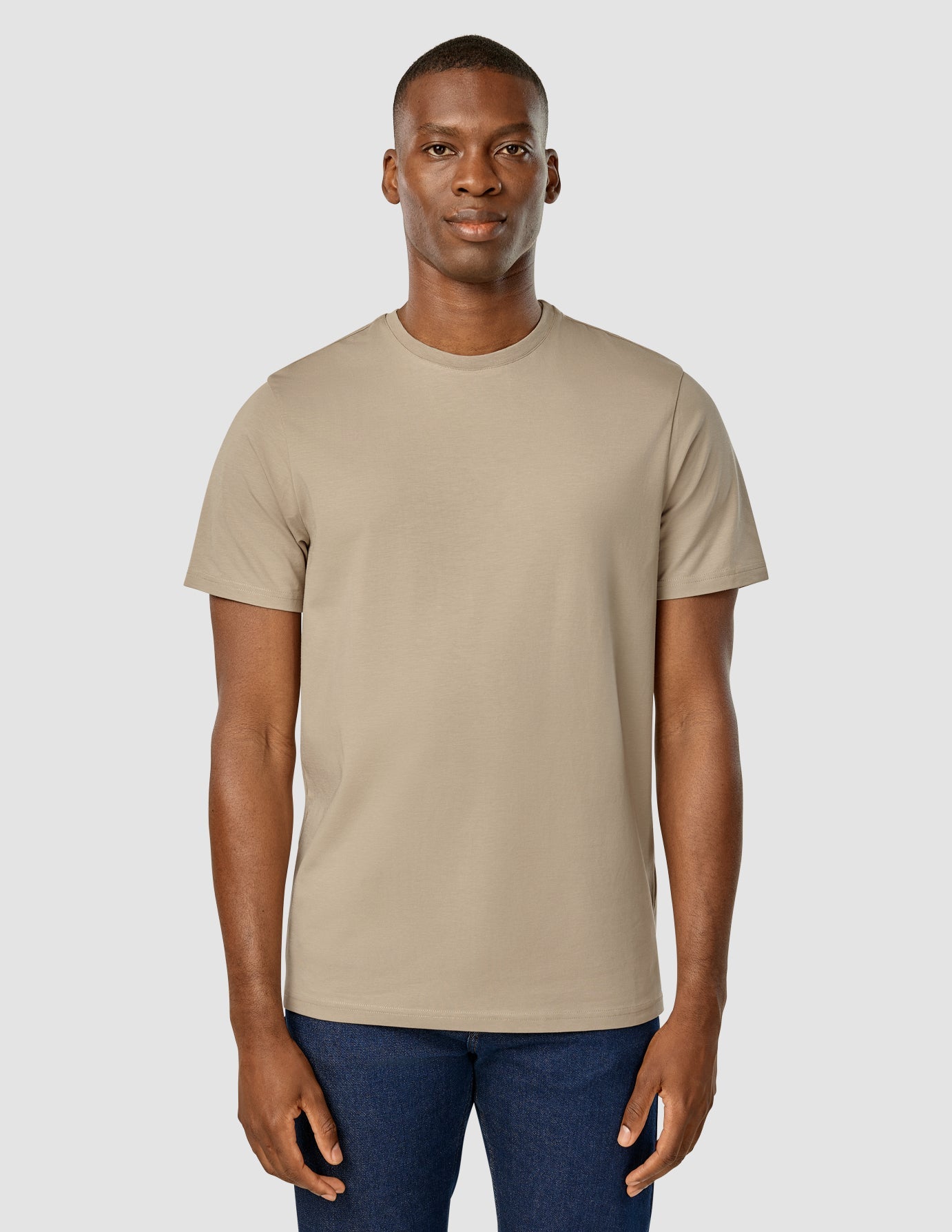 Premium Supima Cotton T-Shirt for Men - Soft Wooden Beige Crewneck Tee - Casual Wear, Layering & Everyday Comfort