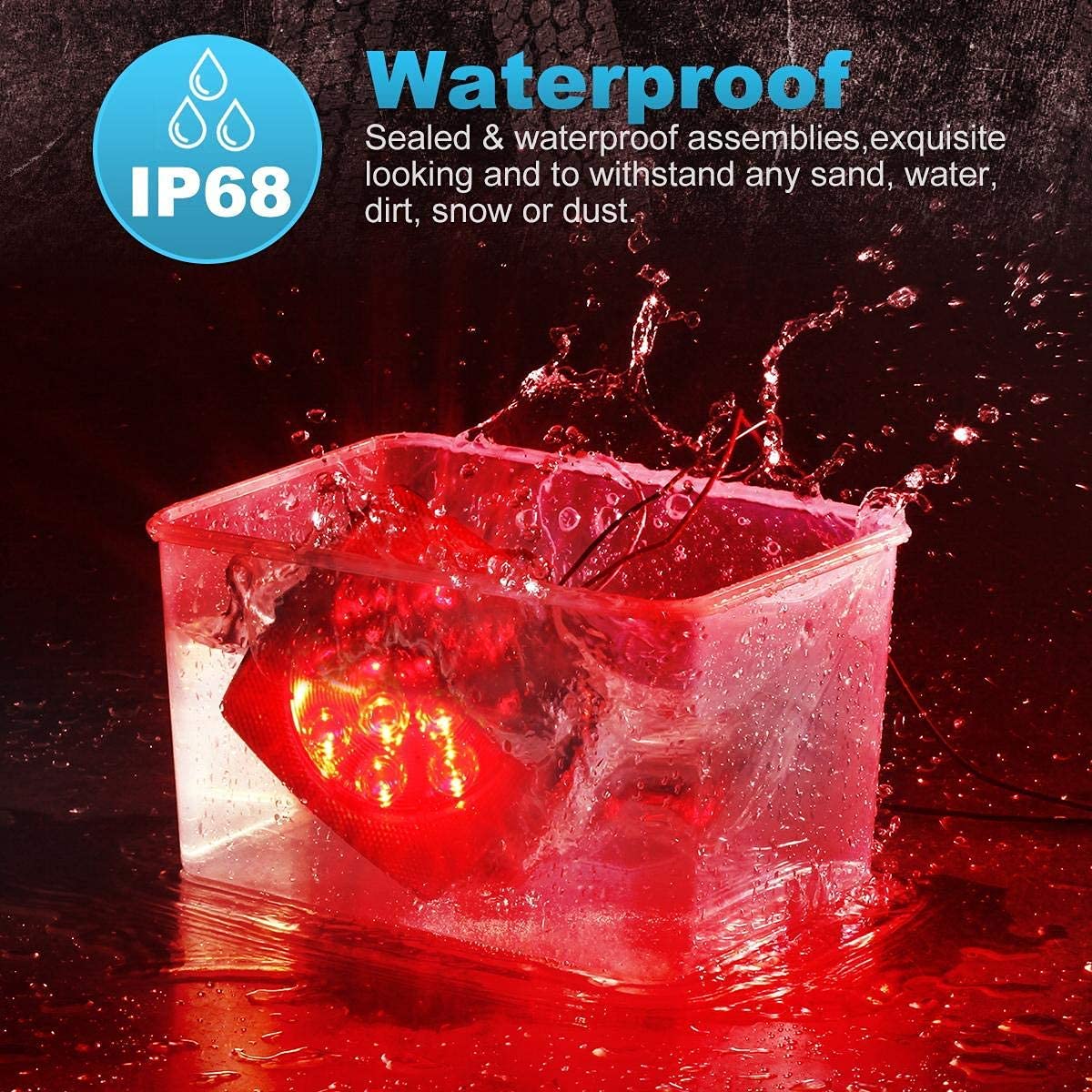 Partsam 12V LED Boat & Trailer Light Kit - Waterproof Square Submersible Lights with Stop/Tail/Turn Signals & 14.17