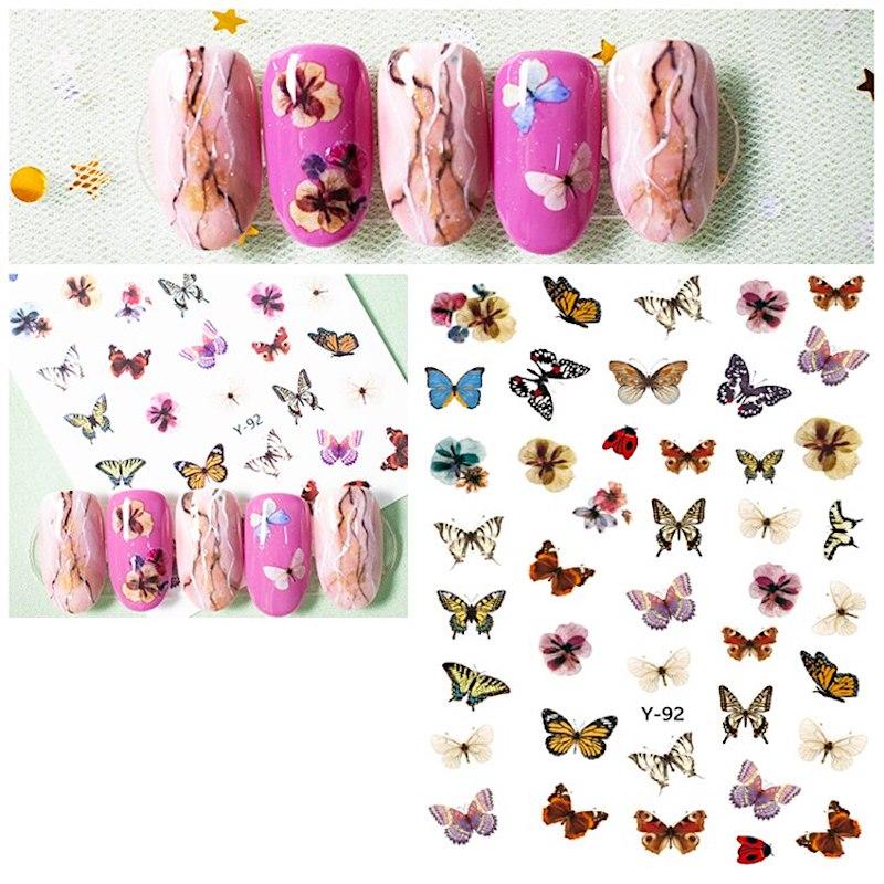 Butterfly Nail Art Stickers - Self-Adhesive Nail Decals for Women, 3D Floral Nail Stickers for Manicure & Pedicure - Perfect for Parties, Weddings, and Everyday Nail Designs