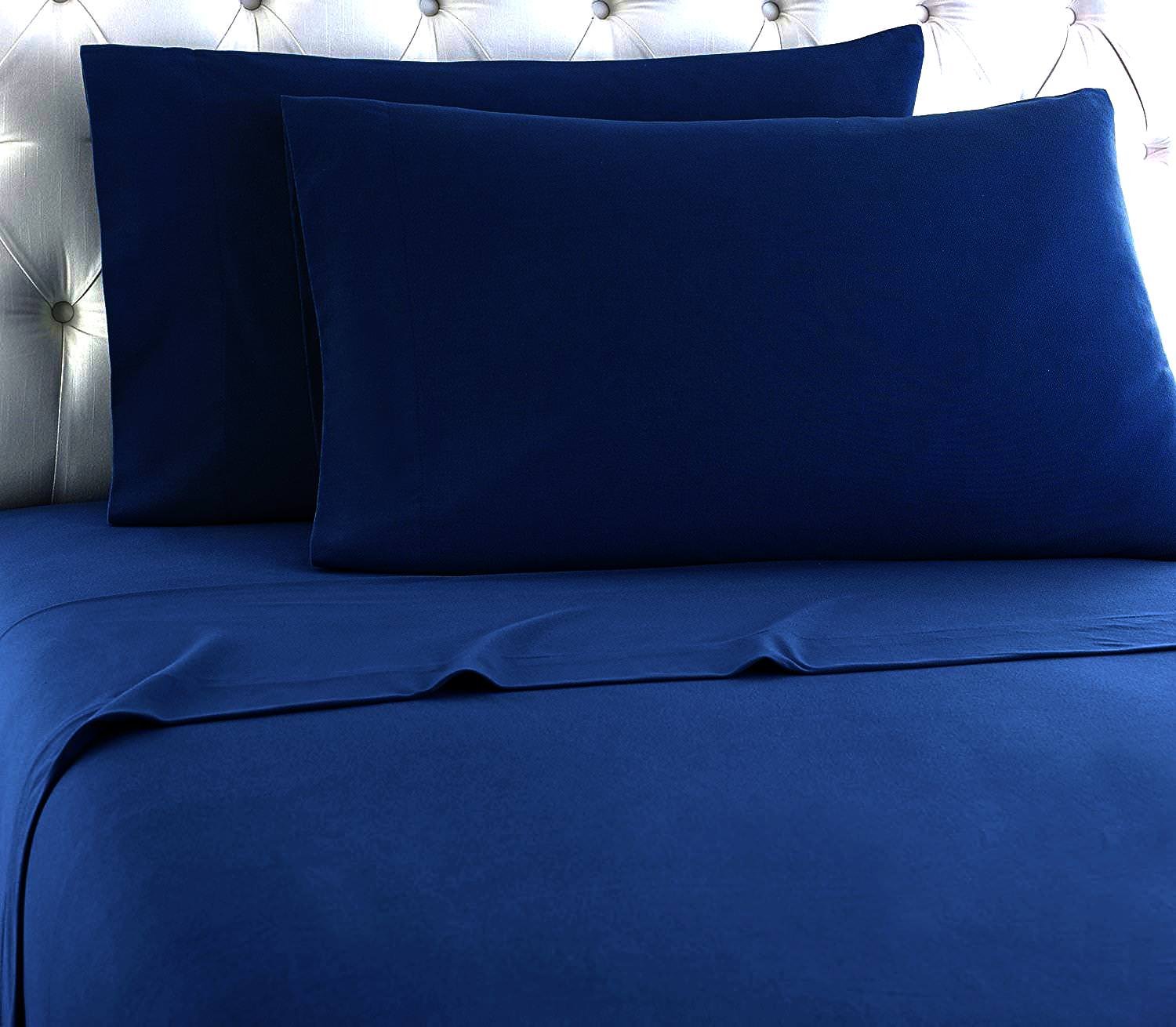 Premium 100% Cotton Heavy Winter Flannel Sheet Set - Deep Pocket Fitted, Flat Sheet & Pillowcases - Soft & Warm Bedding for Cold Nights (Navy Blue, Twin Size) - Perfect for Cozy Winter Nights, Guest Rooms & Cabin Retreats