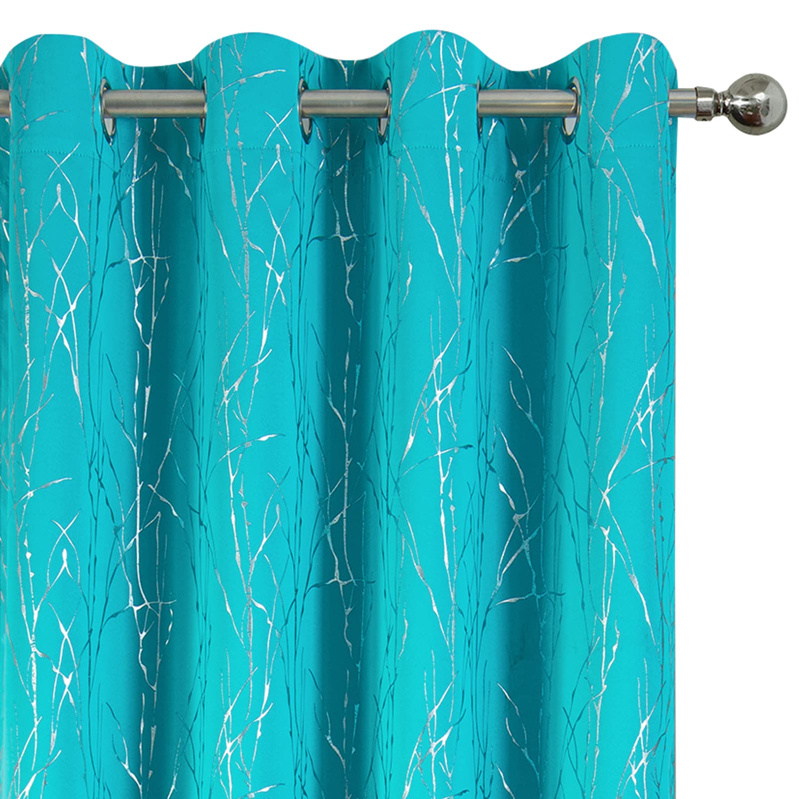 Turquoise Blackout Curtains 52x84 Inches - Tree Wave Line Pattern Thermal Insulated Drapes for Living Room, Bedroom & Kitchen - 2 Panels Set for Sliding Glass Doors & Windows (84-Inch Length, Light Blocking) - Perfect for Home Decor, Privacy & Energy Efficiency