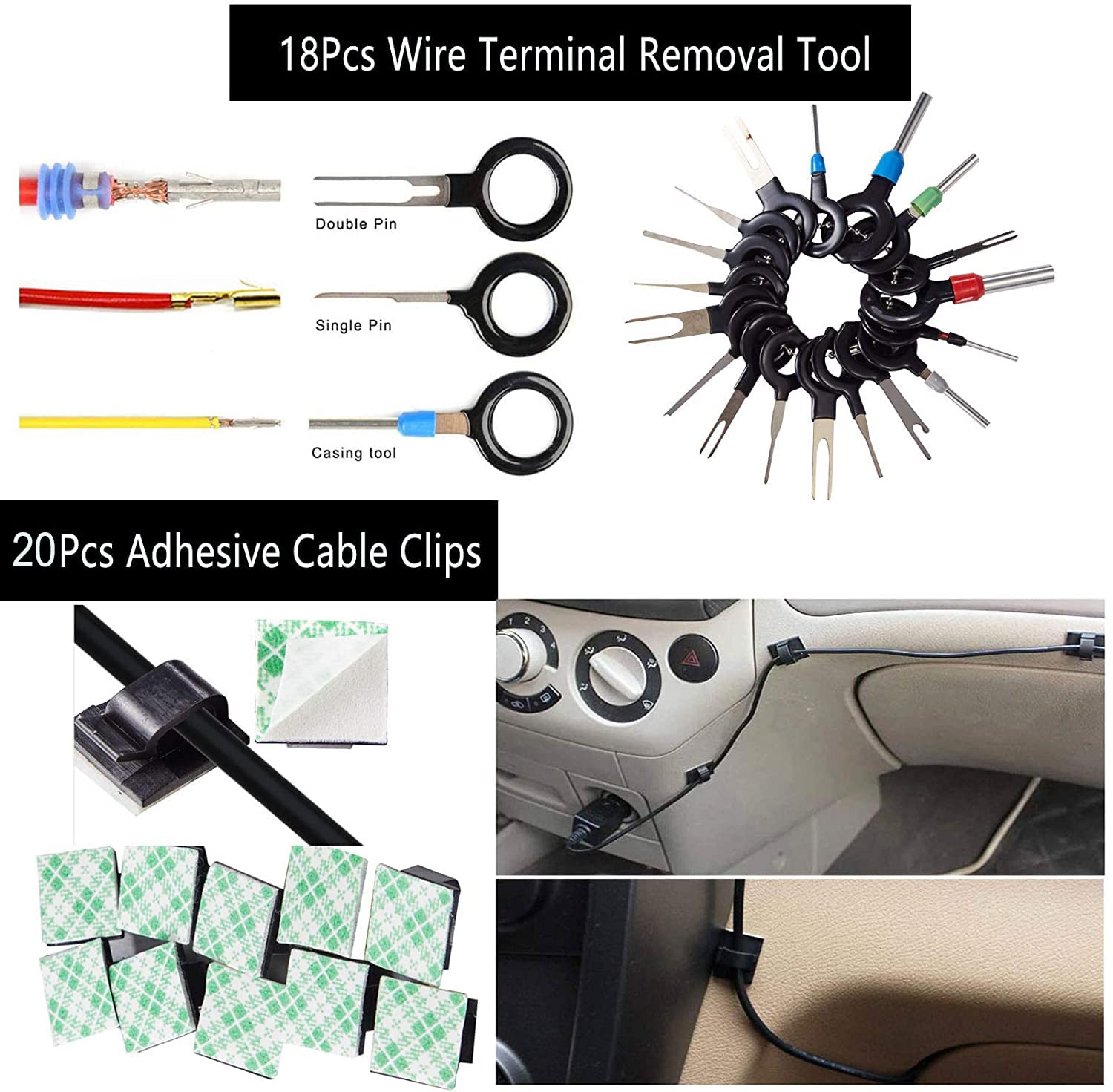 268-Piece Auto Trim Removal Tool Kit - Car Door Panel, Radio, Stereo & Terminal Pry Tool Set with Clip Pliers & Fastener Remover - Includes Storage Bag for Easy Organization - Perfect for DIY Car Repairs & Interior Upgrades