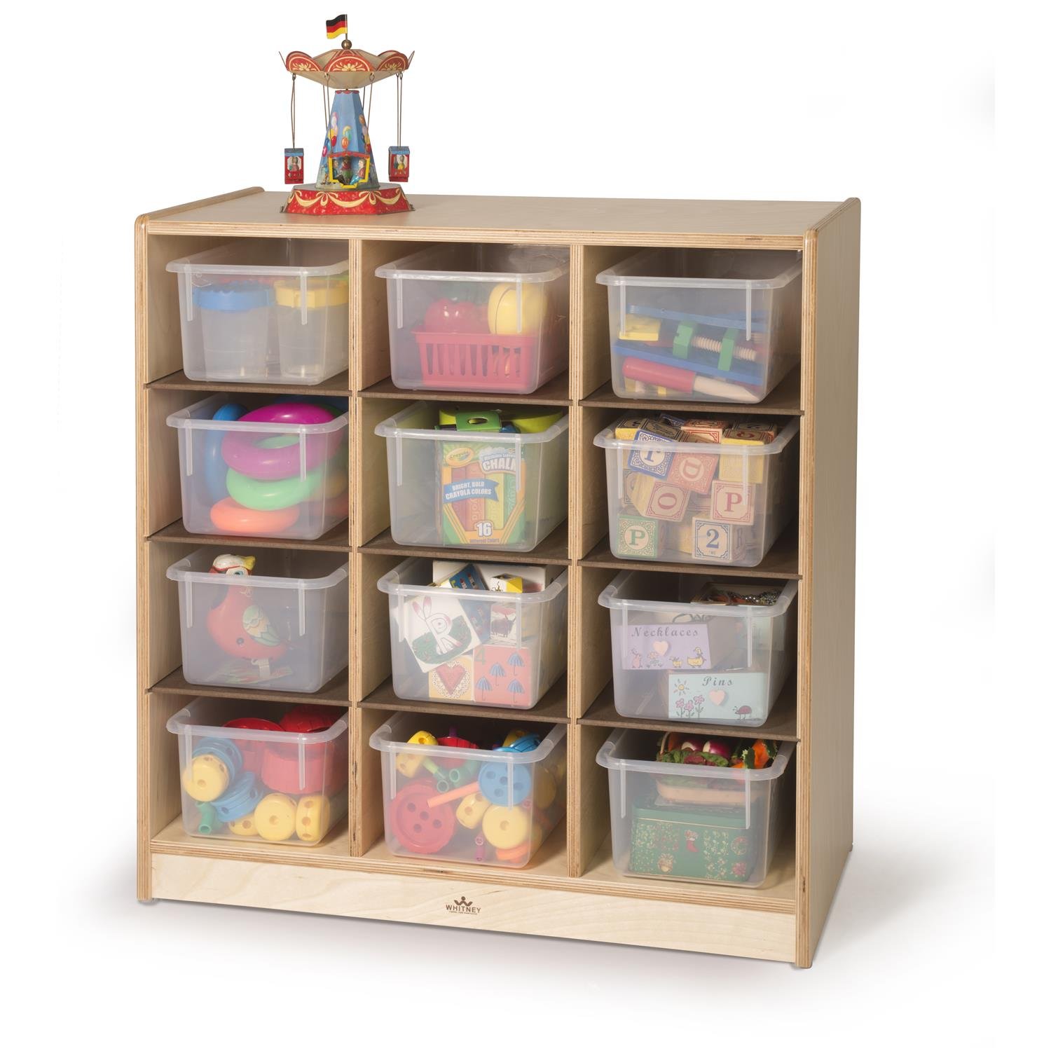 12-Cubby Storage Cabinet Organizer - Wooden Kids Toy & Book Shelf for Nursery, Playroom, and Classroom Organization