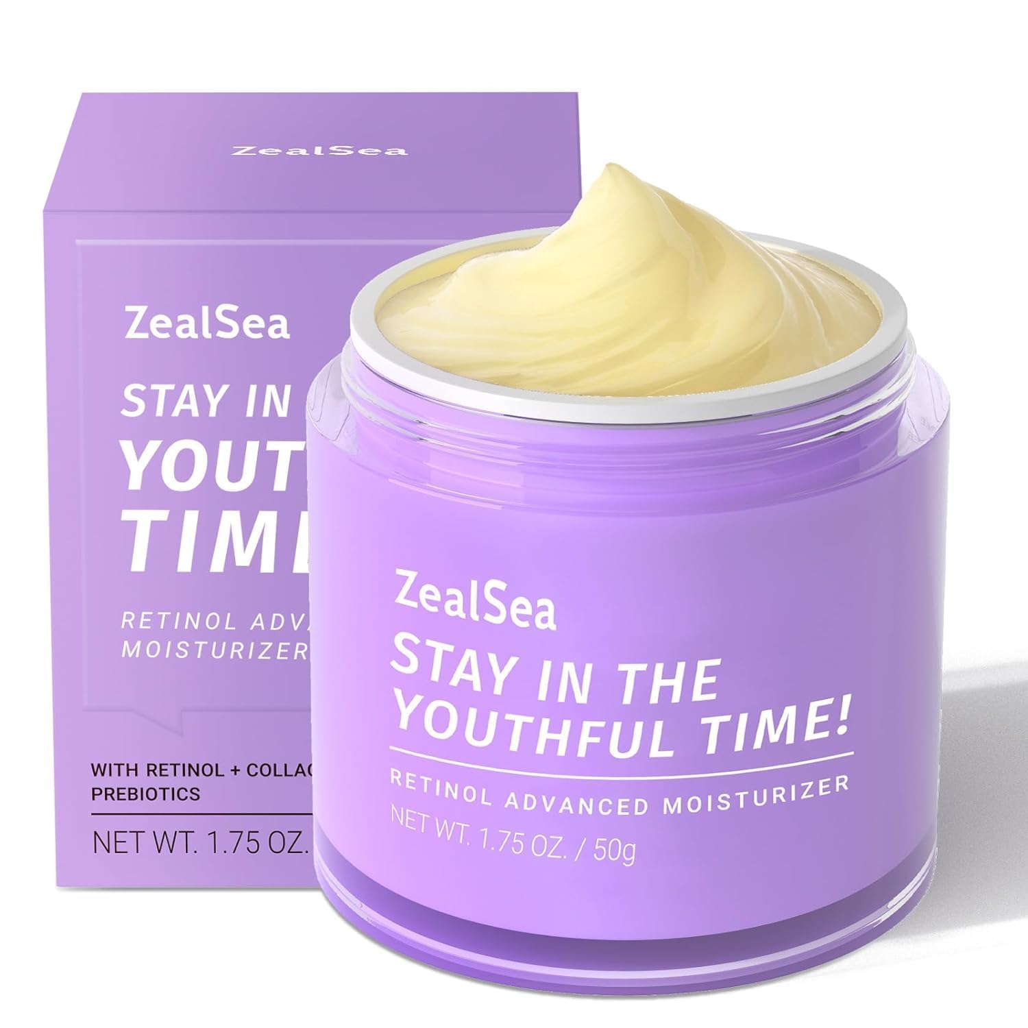 ZealSea Retinol & Collagen Anti-Aging Face Cream - Vitamin E & Hyaluronic Acid Moisturizer for Women | Skin Tightening & Lifting Night Cream (1.75 Oz) - Perfect for Nighttime Skincare Routine & Wrinkle Reduction