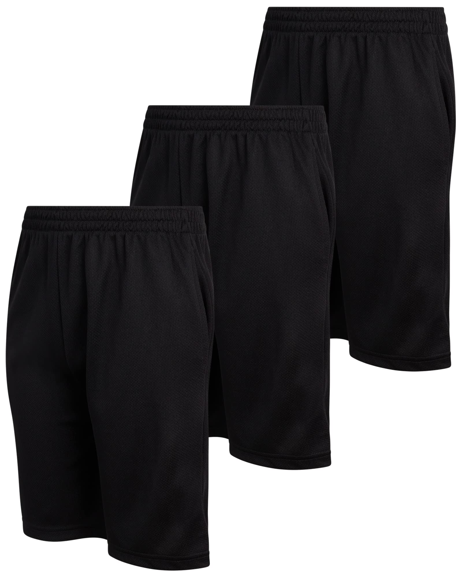 Boys' Active Gym Shorts 3-Pack - Performance Mesh for Sports & Play