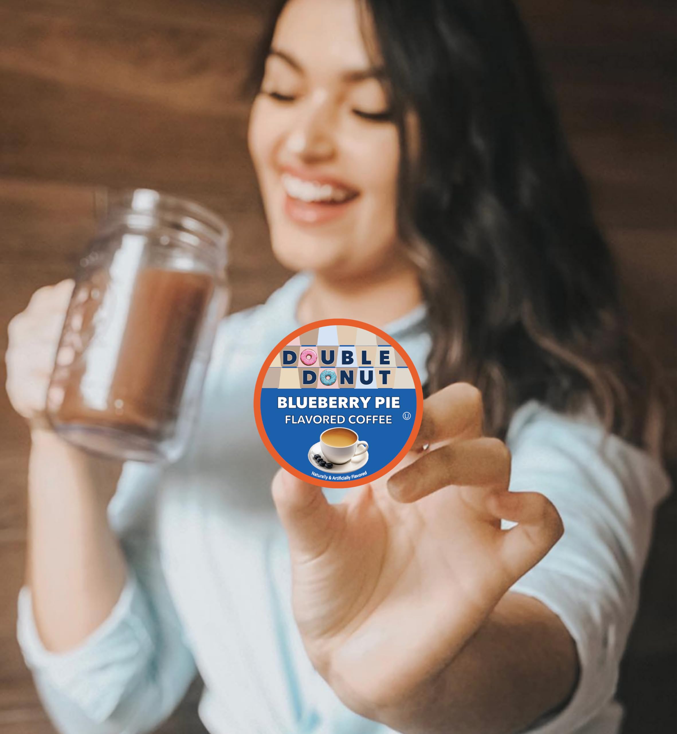 Double Donut & Blueberry Flavored Coffee Pods for Keurig K-Cup Brewers - Medium Roast Single Serve Hot or Iced Coffee - 24 Count Recyclable K-Cups - Perfect for Office, Home & Morning Brews