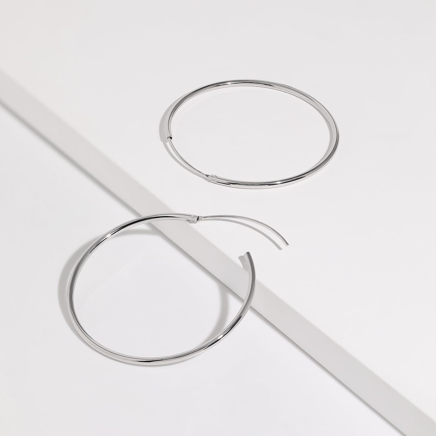 Meissa Sterling Silver Large Hoop Earrings for Women - 40mm Lightweight Hypoallergenic Thin Loop Earrings | Perfect for Everyday Wear, Parties & Gift Giving
