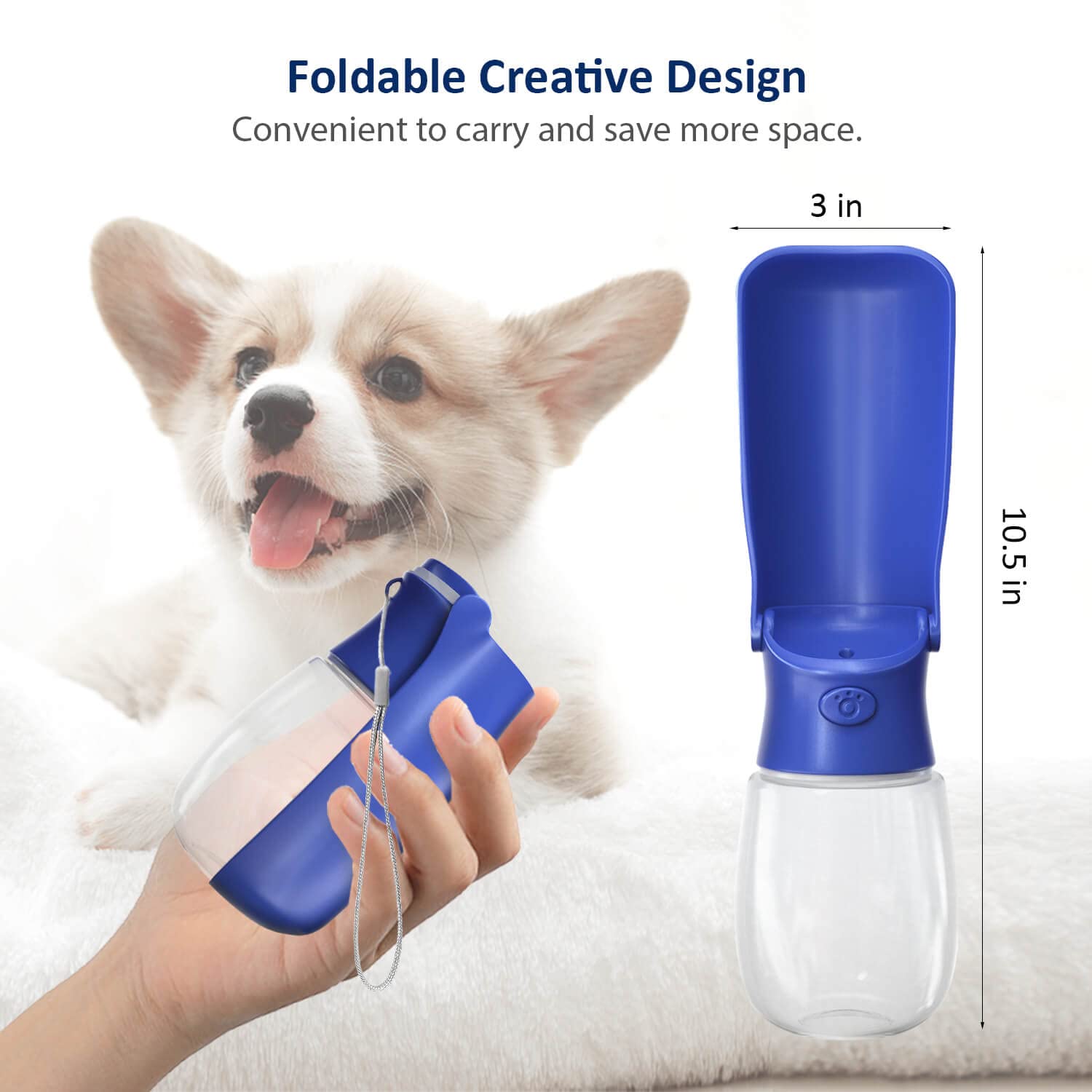 WePet 12oz Foldable Portable Dog Water Bottle with Drinking Feeder - BPA Free, Leak Proof & High-Temperature Resistant Pet Water Dispenser for Outdoor Walking, Hiking, Travel - Perfect for Active Dogs on the Go