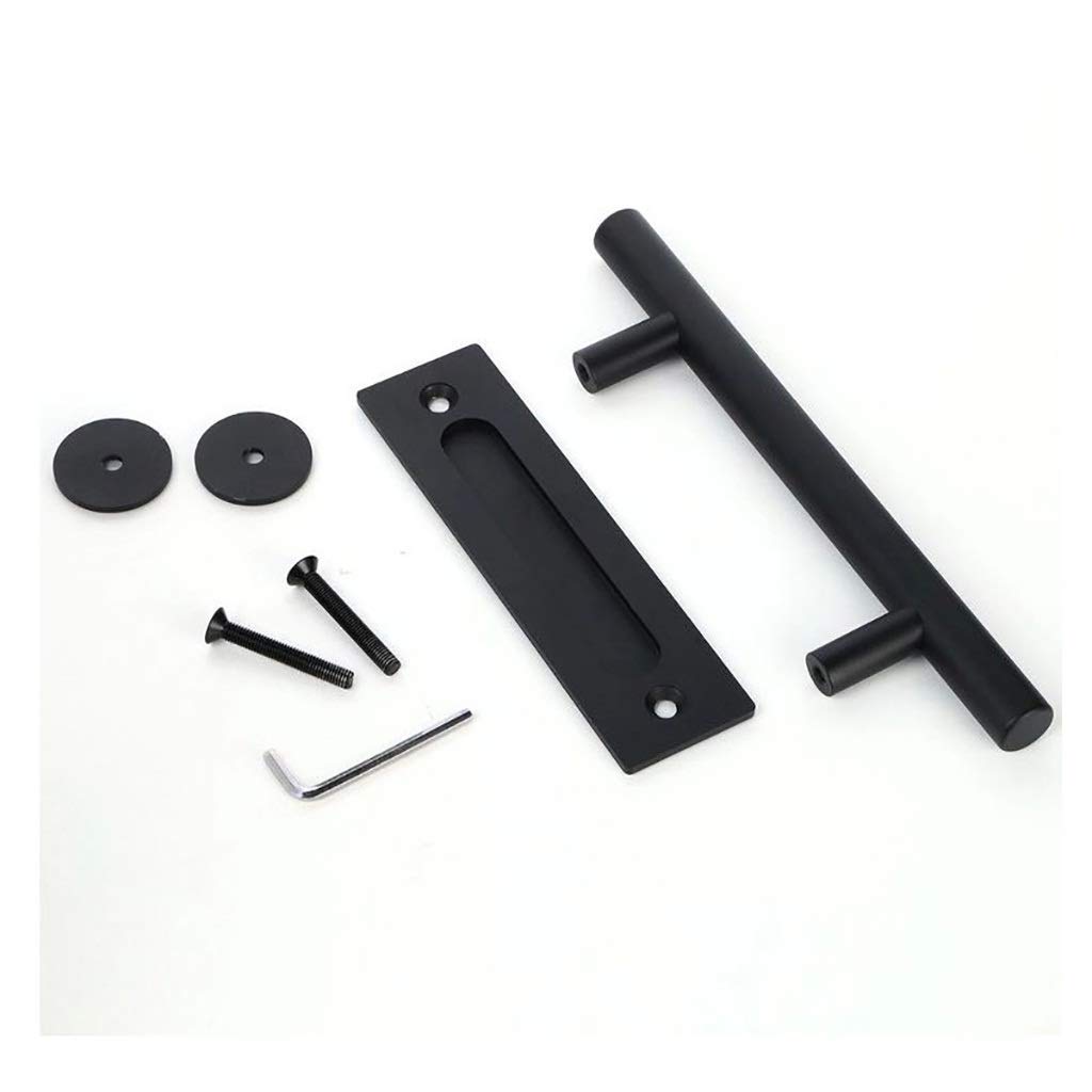 Heavy Duty Pull and Flush Barn Door Handle Set - Black Powder Coated Finish for Gates, Garages, Sheds & Furniture | Rust-Resistant Hardware for Indoor/Outdoor Use