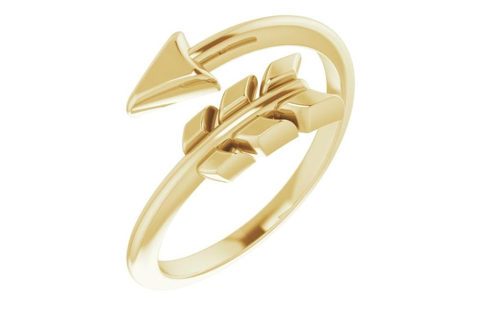 14K Yellow Gold Arrow Ring for Women - Elegant Dainty Arrow Jewelry for Everyday Wear & Special Occasions