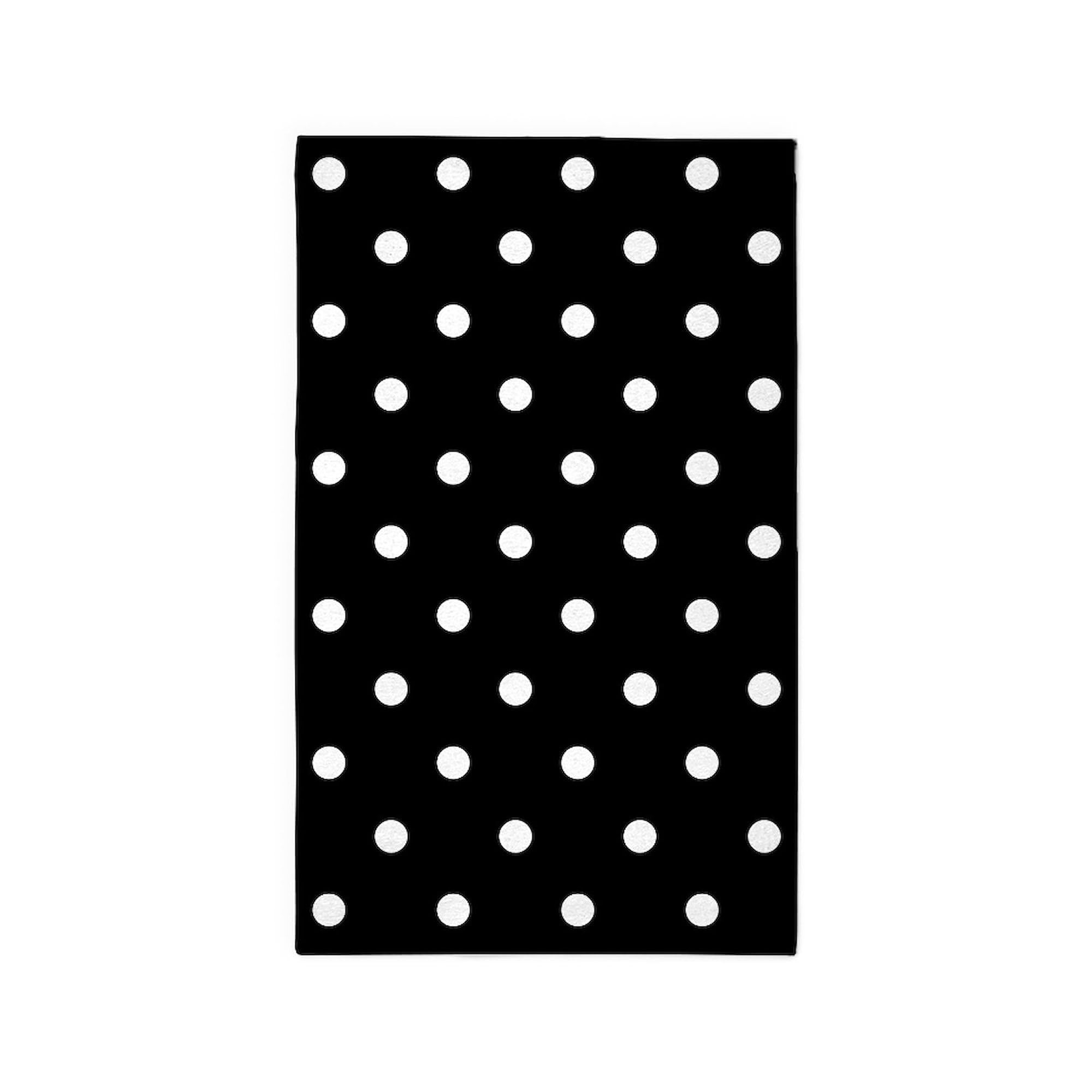 Stylish Black and White Polka Dot Area Rug - Soft Fabric Throw Rug for Living Room, Bedroom & Office Decor