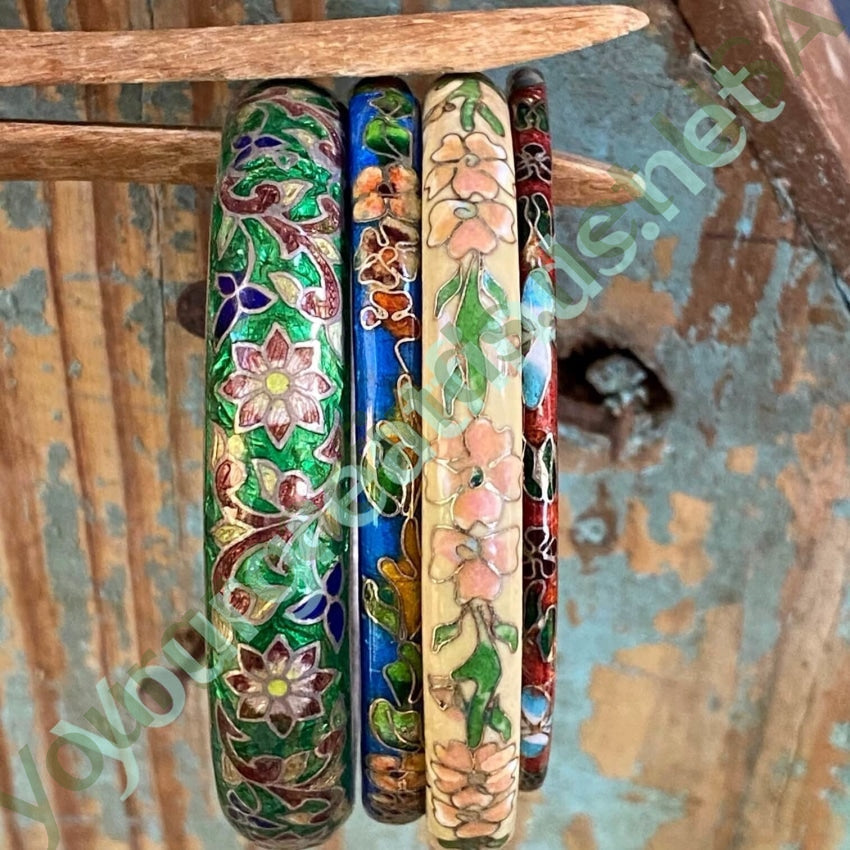Vintage Sterling Silver Chinese Export Cloisonné Bangle Bracelet - Handmade Antique Jewelry for Women, Gift for Her, Perfect for Weddings & Special Occasions