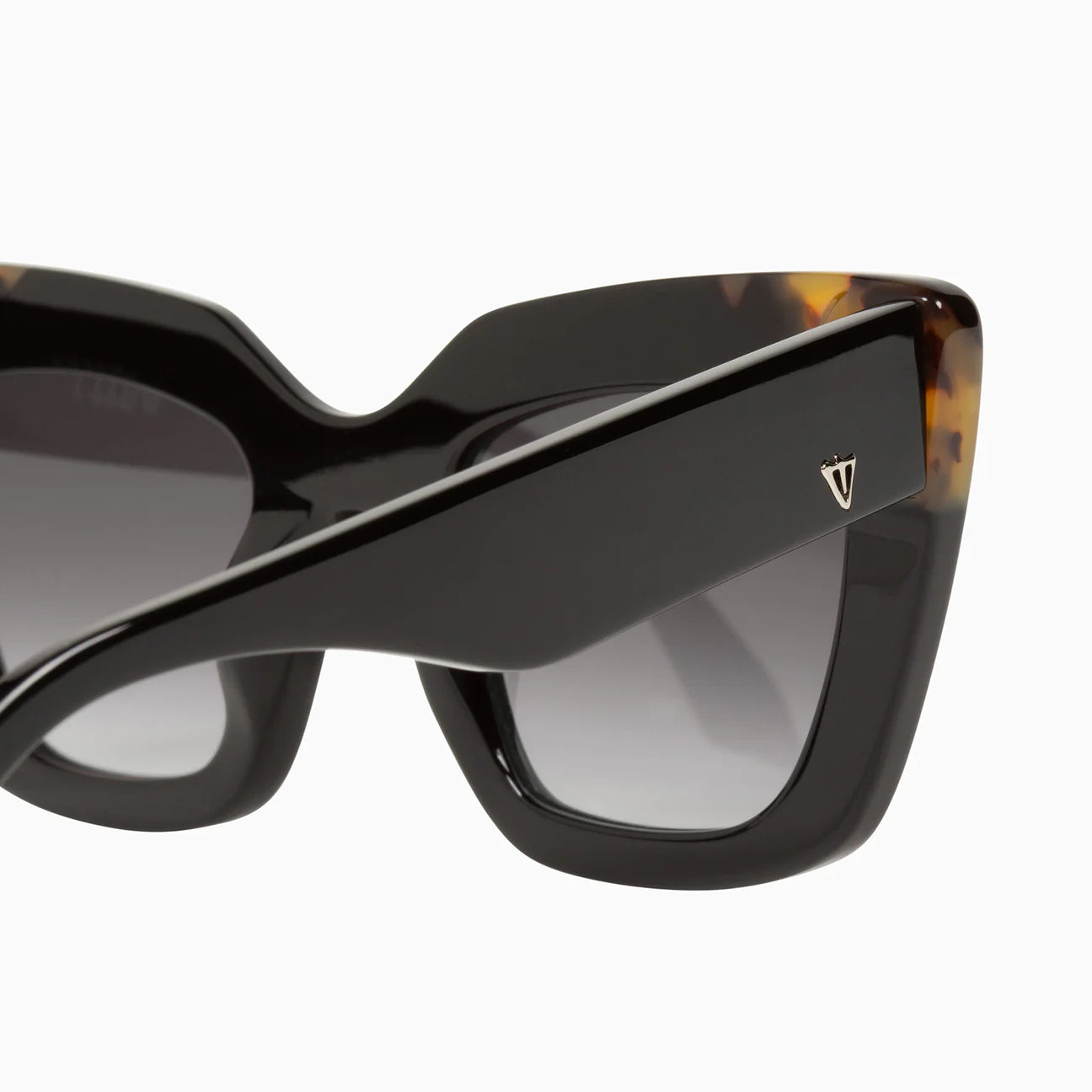 Brigada Gloss Black Sunglasses with Tortoise Brow Corners & Black Gradient Lens - Stylish UV Protection for Outdoor Activities, Driving, and Fashion