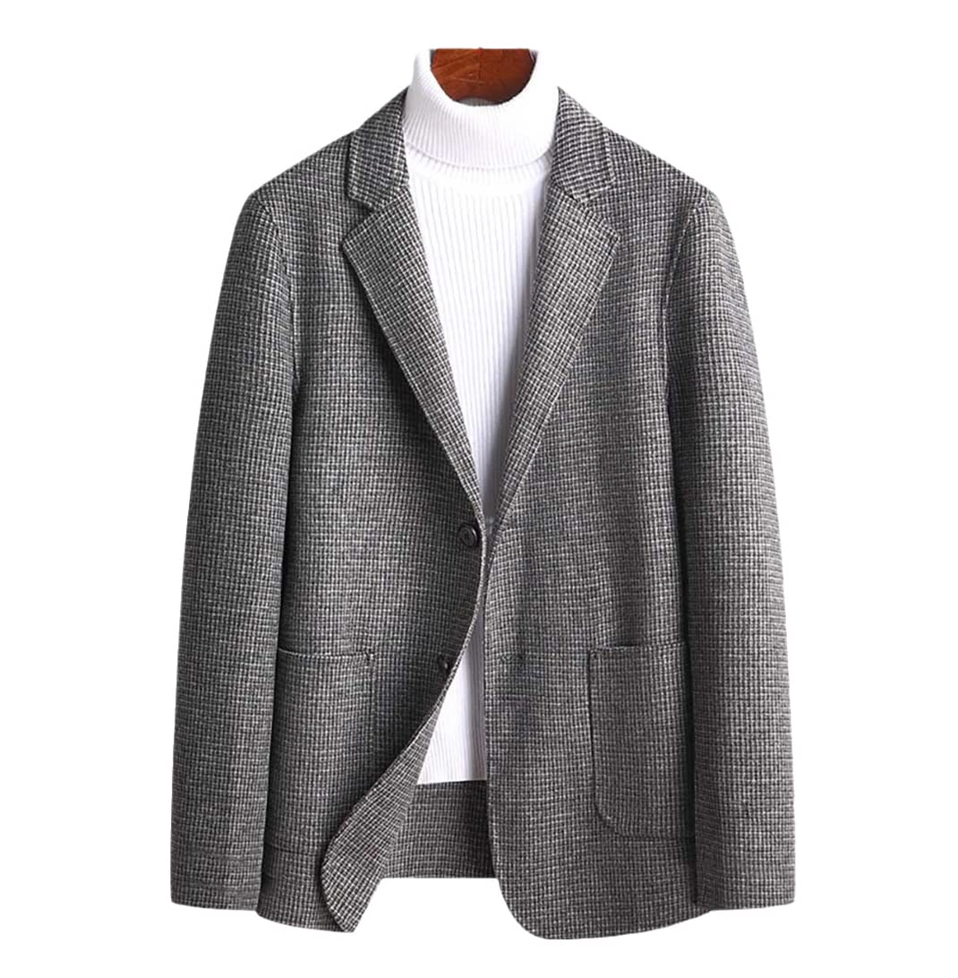 Men's Slim Fit Plaid Wool Blazer - Casual & Formal Wool Jacket for Office, Banquet, Wedding & Business Events - Perfect for Work, Parties & Special Occasions