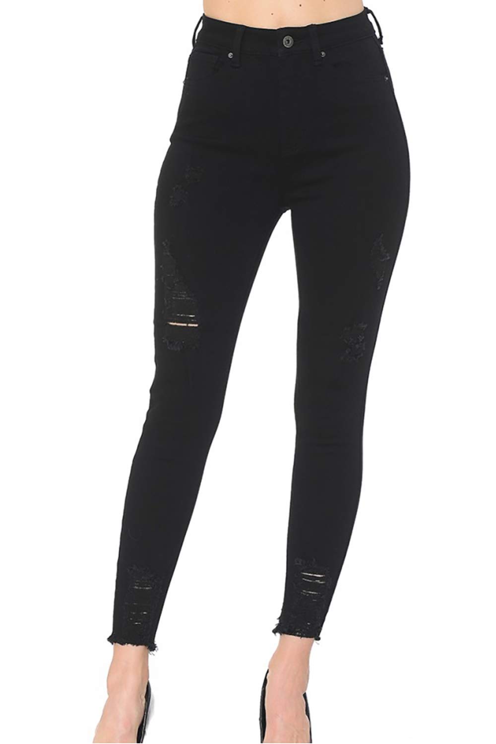 Vintage-Inspired Women's WAX JEAN Skinny Ankle Jeans with Distressed Hem - Perfect for Casual Outfits, Date Nights & Street Style Fashion