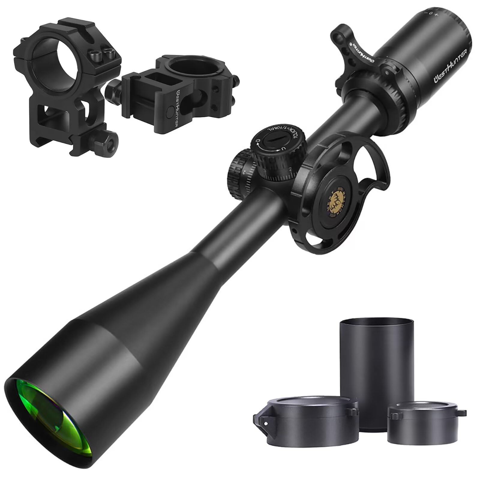 WestHunter Optics WHT-C 6-24X50 SFP Rifle Scope - 1 Inch/25.4mm Tube, 1/10 Mil Second Focal Plane - with Picatinny Mount for Hunting, Target Shooting & Long Range Precision