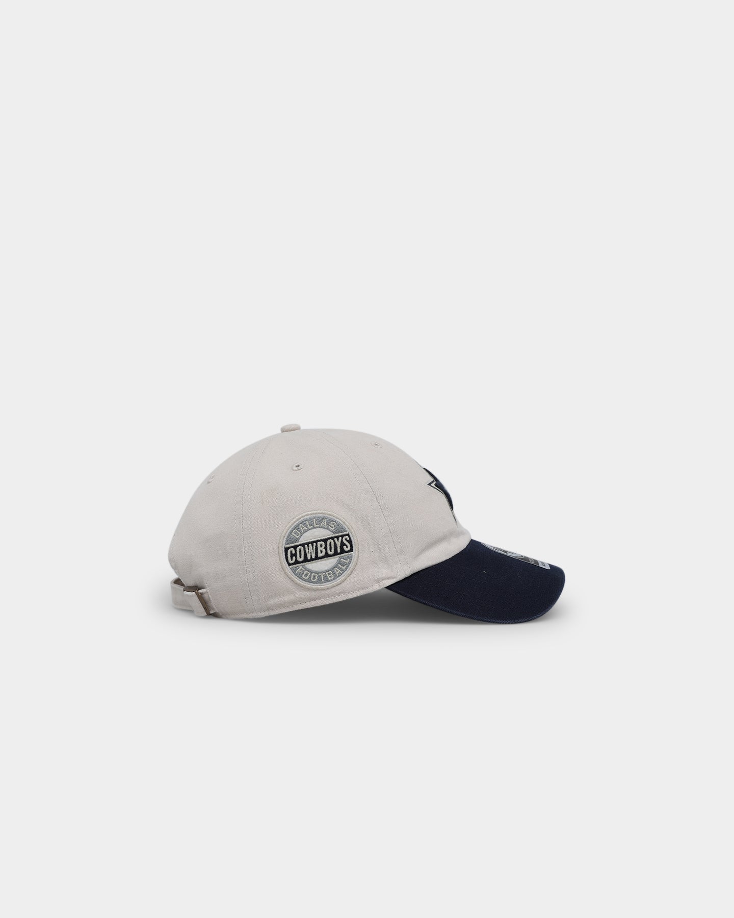 47 Brand Dallas Cowboys Official Sidestep Clean Up Strapback Adjustable Hat - Bone/Navy - Perfect for Game Day & Casual Wear