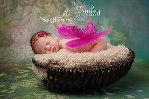 Fairy Glitter Butterfly Wings for Newborn Baby Photography Props - Hot Pink Color | Perfect for Baby Showers, Birthday Parties & Photo Shoots