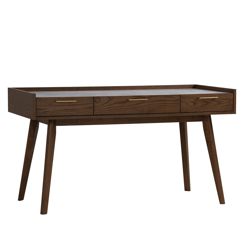 BREDA 43-Inch Walnut Study Desk - Modern Writing Desk for Home Office, Study Room, and Dorm Room - Sturdy Wooden Desk for Work, Reading, and Online Classes