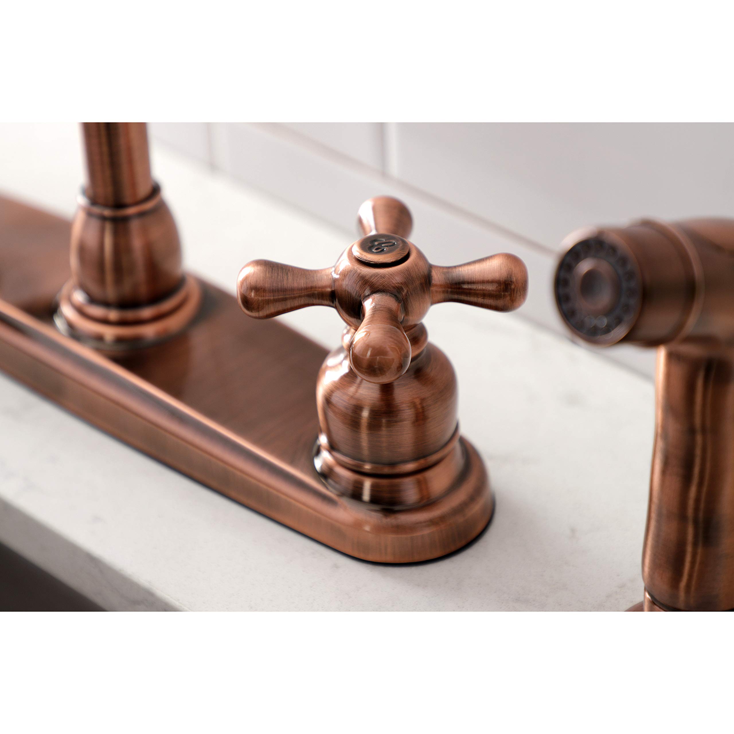 Kingston Brass KB726AXSP 8-Inch Centerset Kitchen Faucet in Antique Copper - Vintage Style for Farmhouse & Traditional Kitchens
