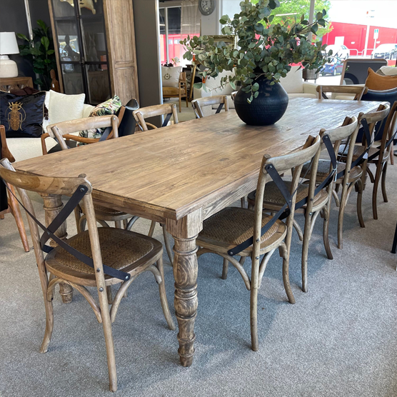 Patriarch Reclaimed Wood Dining Table 300cm - Rustic Farmhouse Style Large Dining Table for Family Gatherings & Entertaining