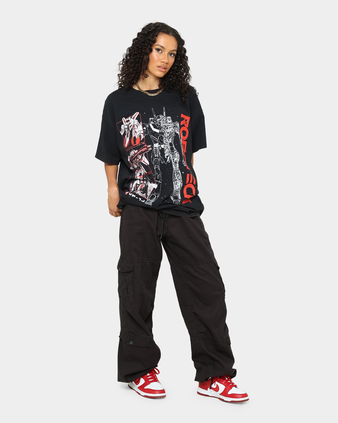 American Thrift X Robotech VFIJ Vintage Washed Black T-Shirt - Retro Anime Fashion for Collectors & Sci-Fi Fans