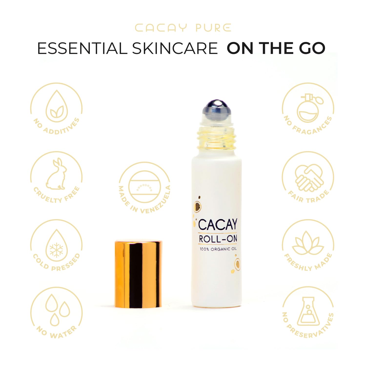 Organic Cacay Oil & Retinol Roll-On Serum for Face, Skin & Hair - Vitamin E Enriched, Antioxidant-Rich Facial Oil for Acne Scars, Hair Growth & Lip Care - Perfect for Nighttime Skincare & Anti-Aging Routine