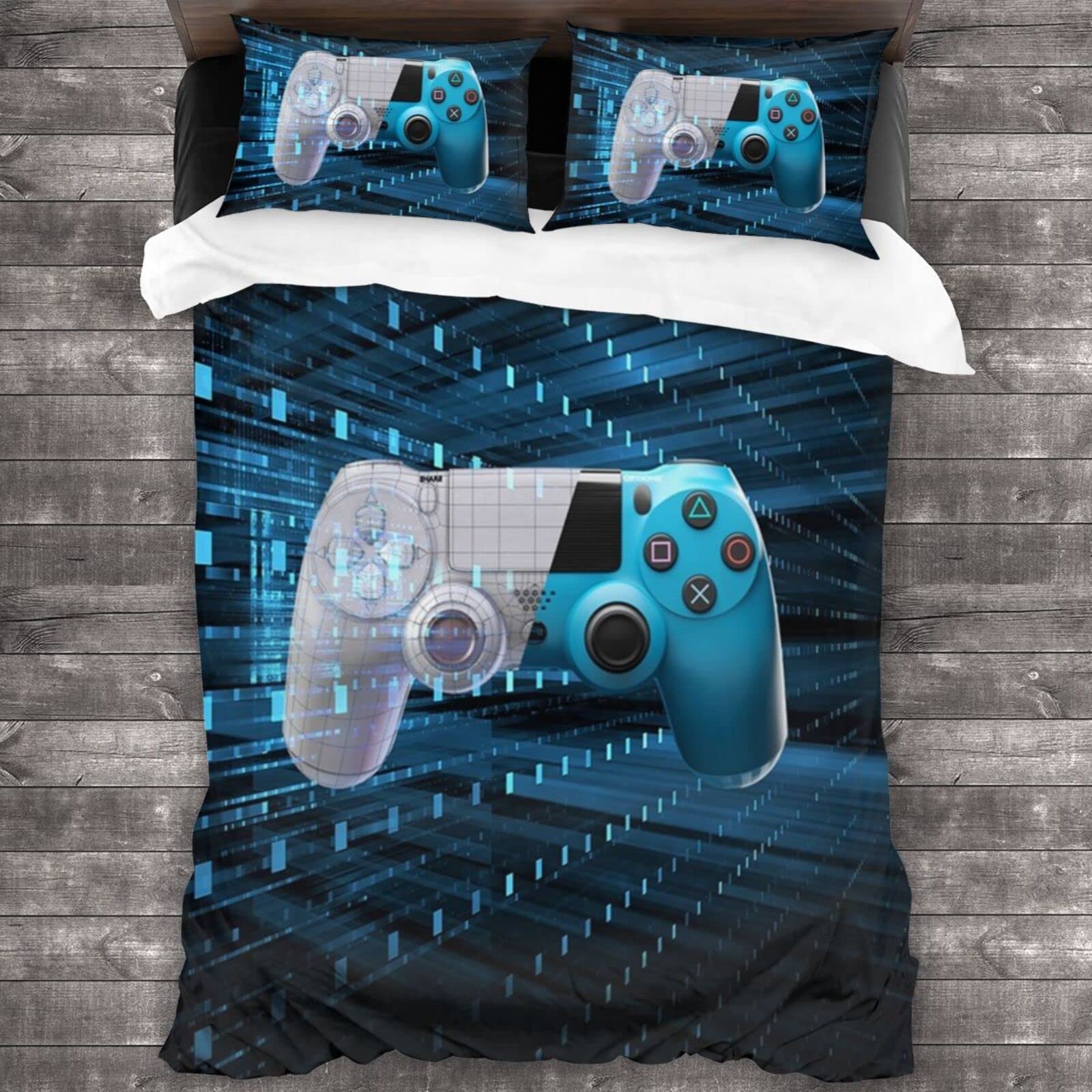 Wireless Gamepad Controller Gaming Bedding Set - US King Size Duvet Cover & Comforter Set for Teen Boys Bedroom, Video Game Themed Bedroom Decor - Perfect for Gamers' Bedroom, Playroom and Gaming Lounge