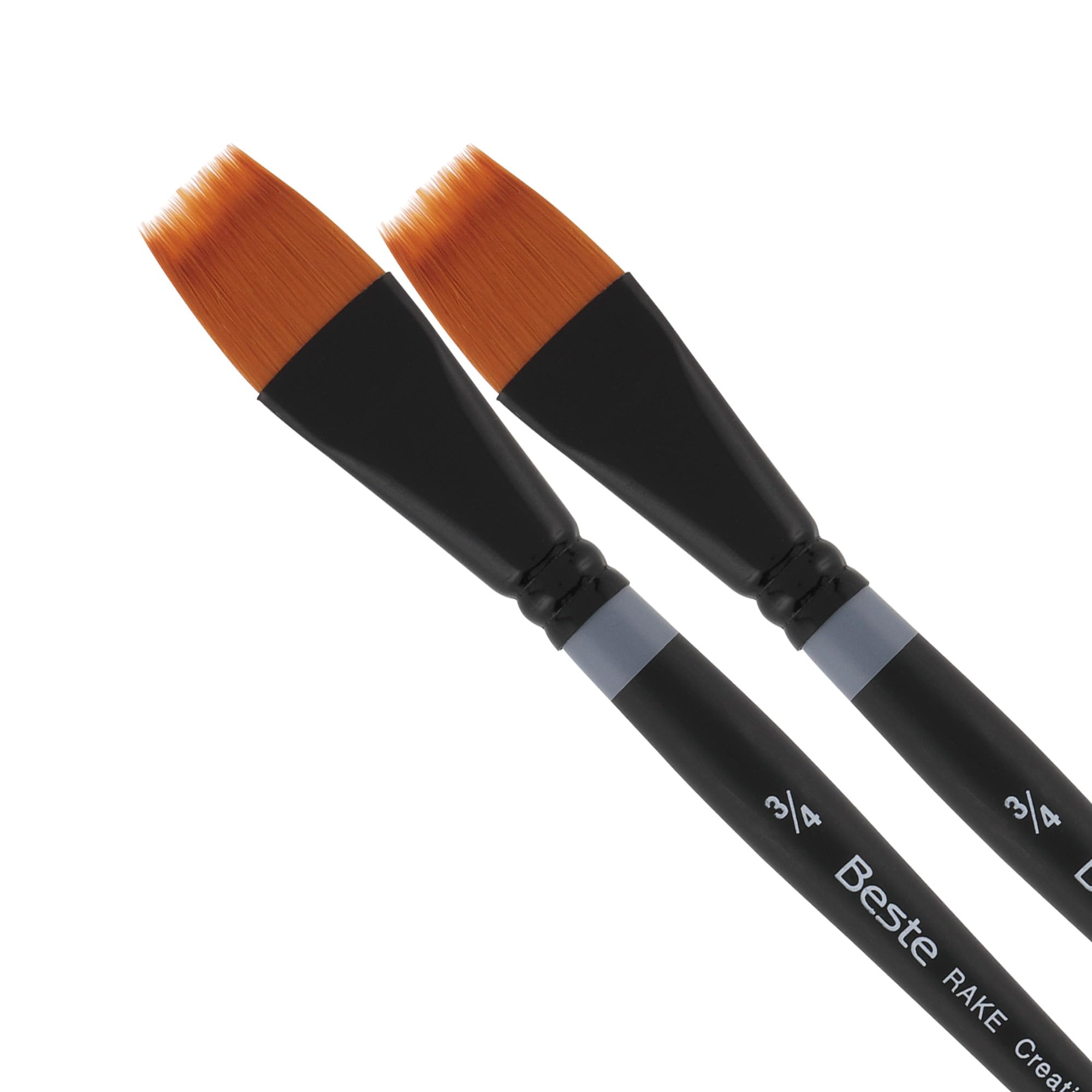 Creative Mark Beste Golden Taklon Hair Brushes - Rake - 3/4 Inch - 2 Pack - Professional Watercolor Paint Brushes for Acrylic, Watercolor & Oil Painting - Perfect for Artists, Hobbyists & Classroom Use