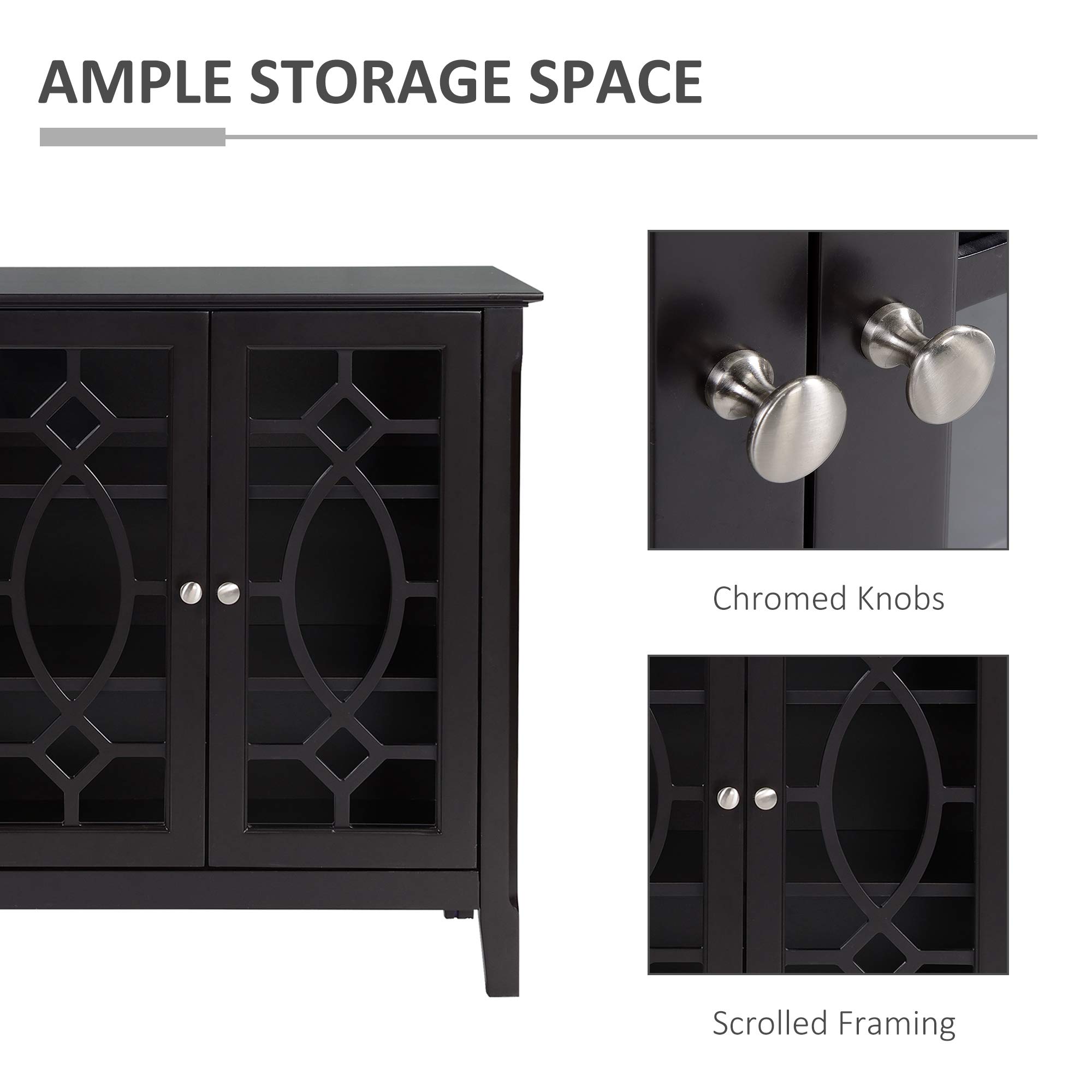 HOMCOM Sideboard Buffet Cabinet - Kitchen Storage Cabinet with Glass Doors & Adjustable Shelves, Espresso Finish - Perfect for Dining Room, Living Room, and Home Office Organization